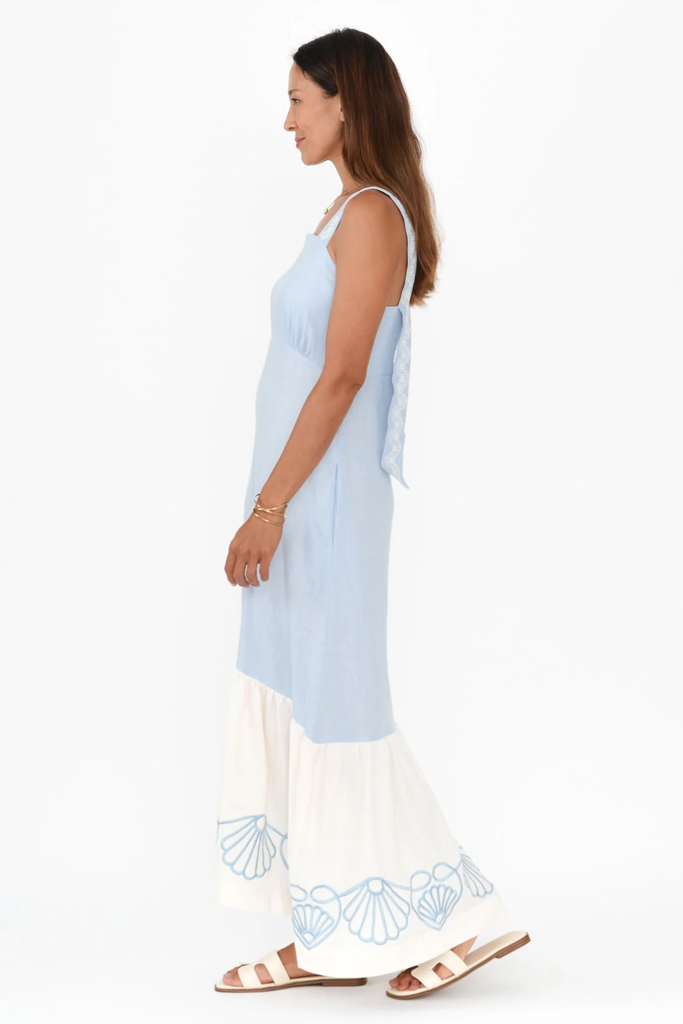 Bateau Blue Seashell Linen Dress - Image 3