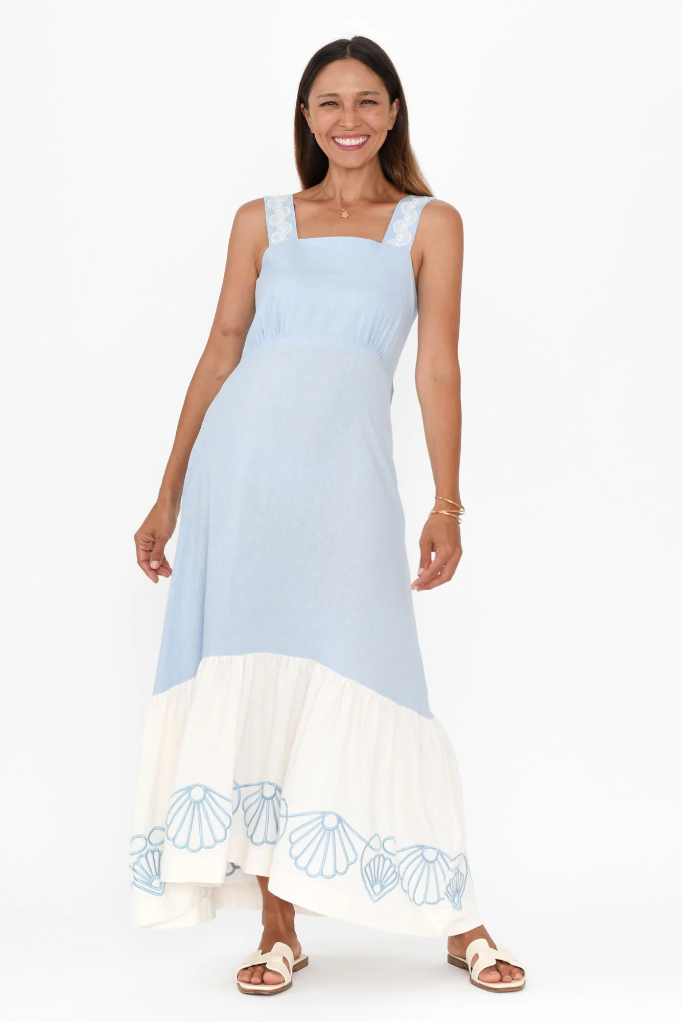 Bateau Blue Seashell Linen Dress - Image 6