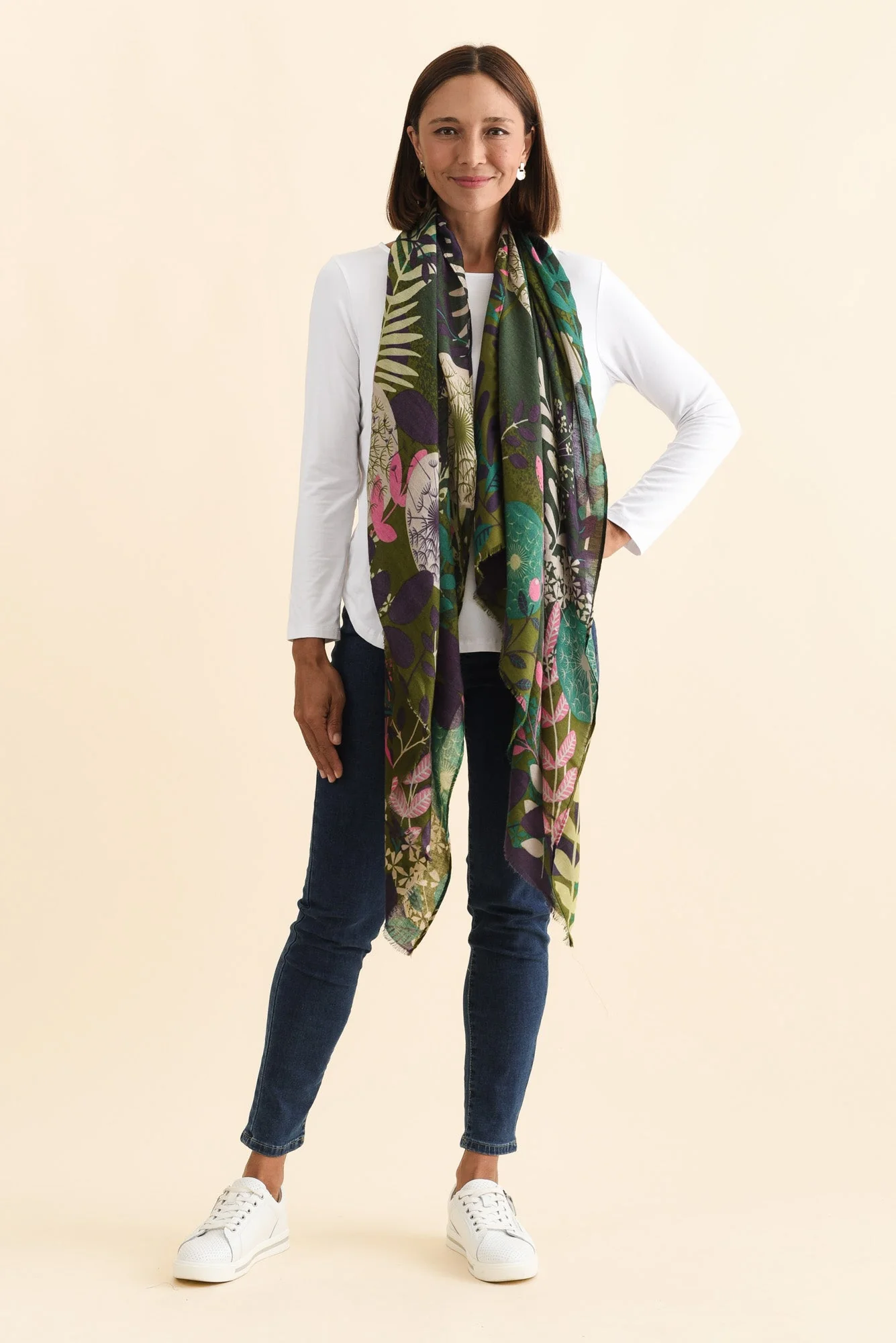 Bauer Green Floral Scarf - Image 2