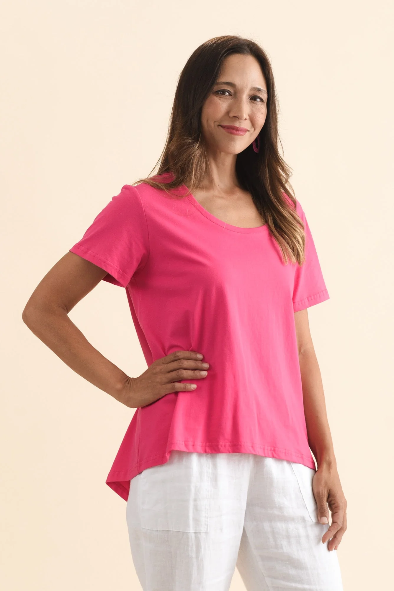 Beau Hot Pink Cotton Tee - Image 3
