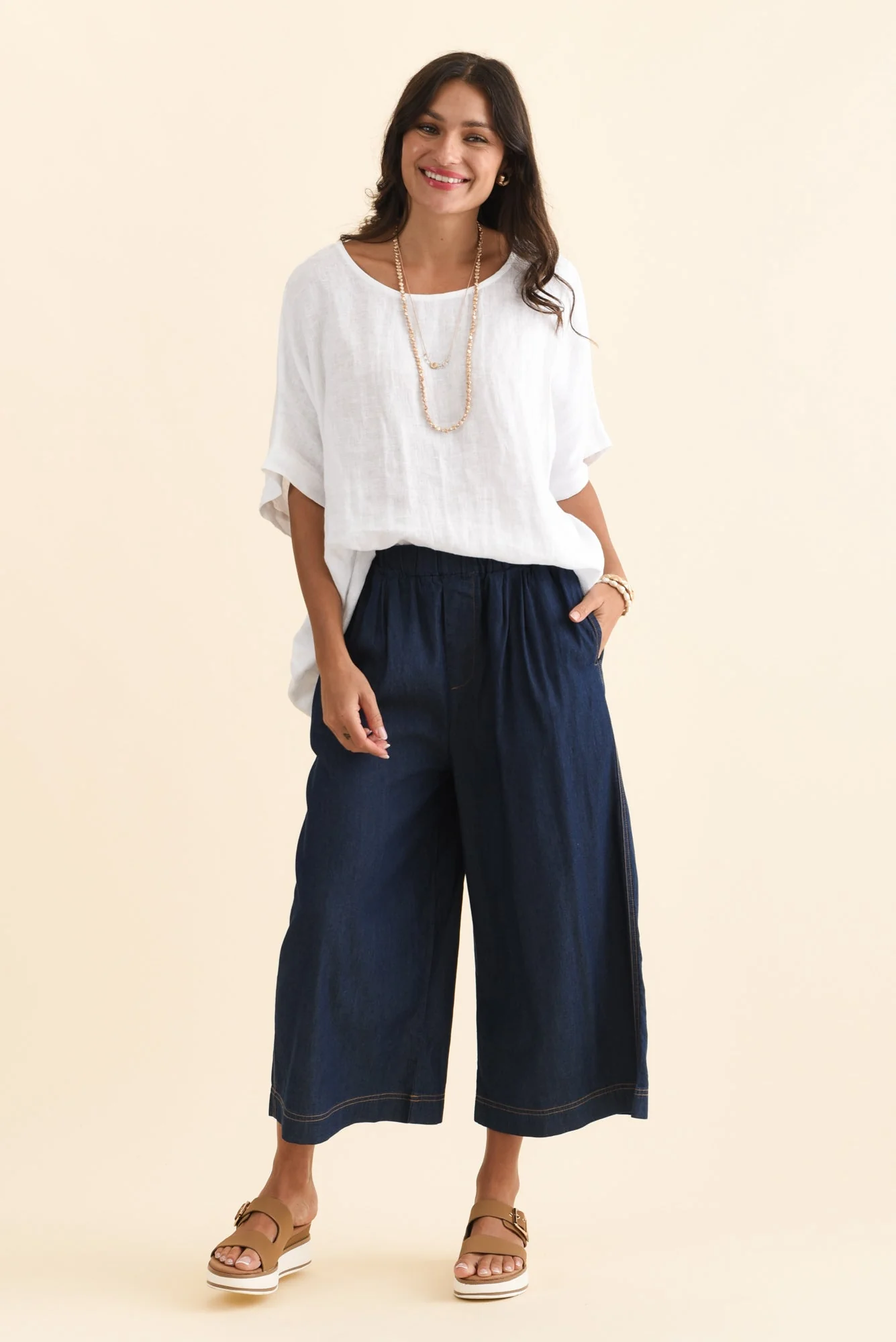 Becca Dark Blue Wide Leg Pants - Image 2