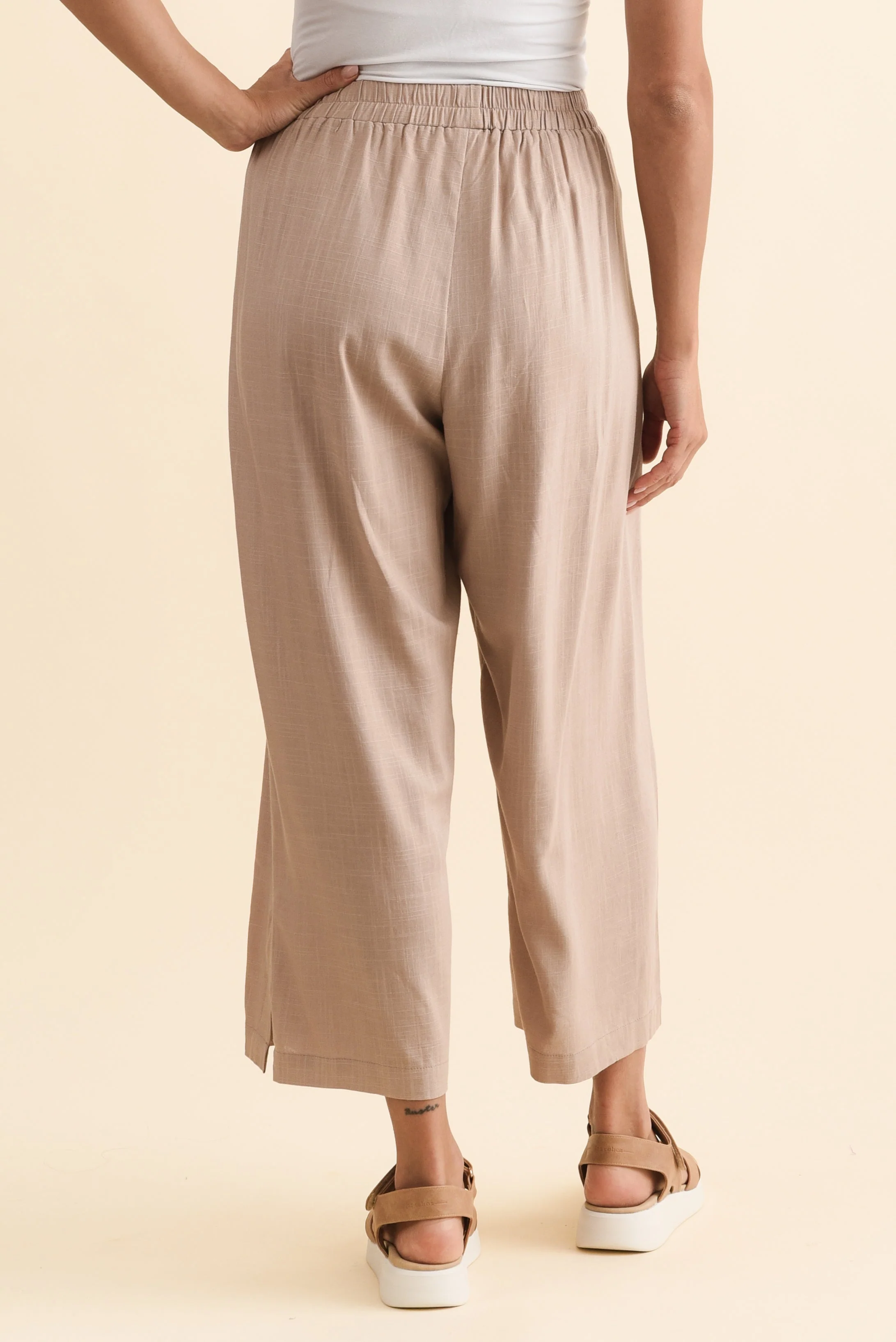 Belinda Taupe Linen Blend Cropped Pants - Image 5