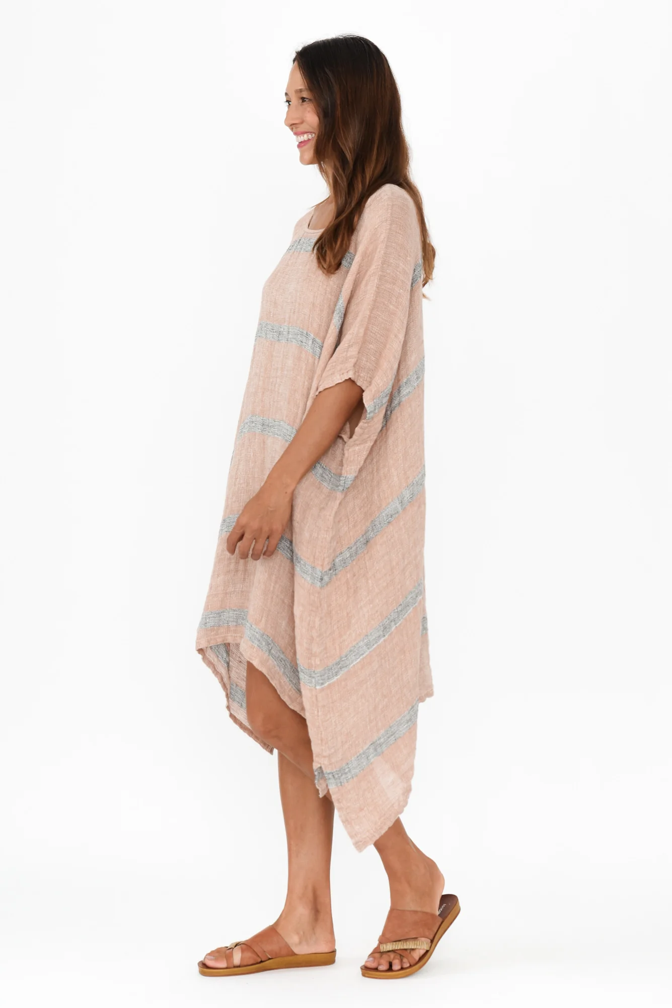 Belize Pink Stripe Linen Kaftan - Image 4