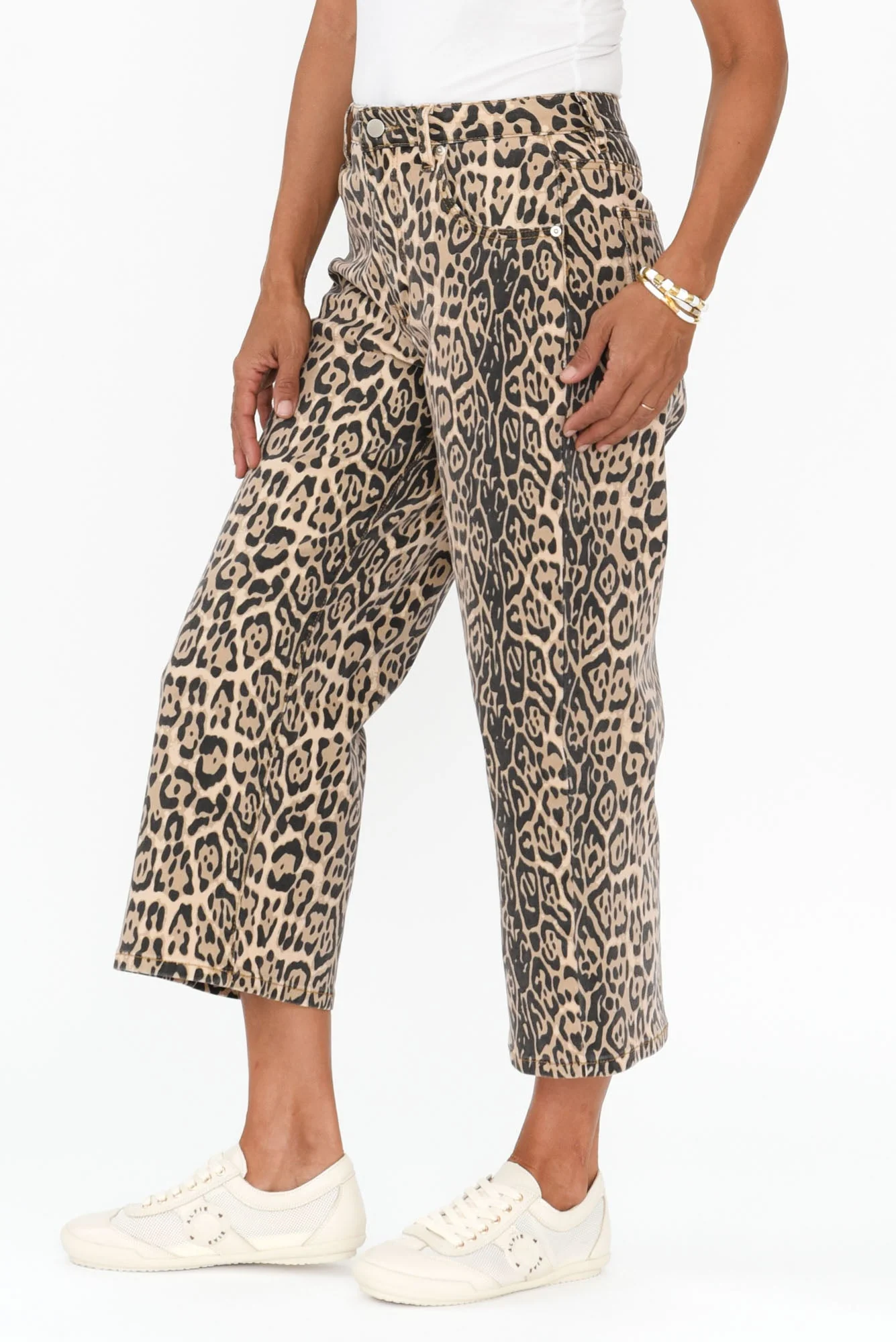 Bella Brown Leopard Crop Jeans - Image 4