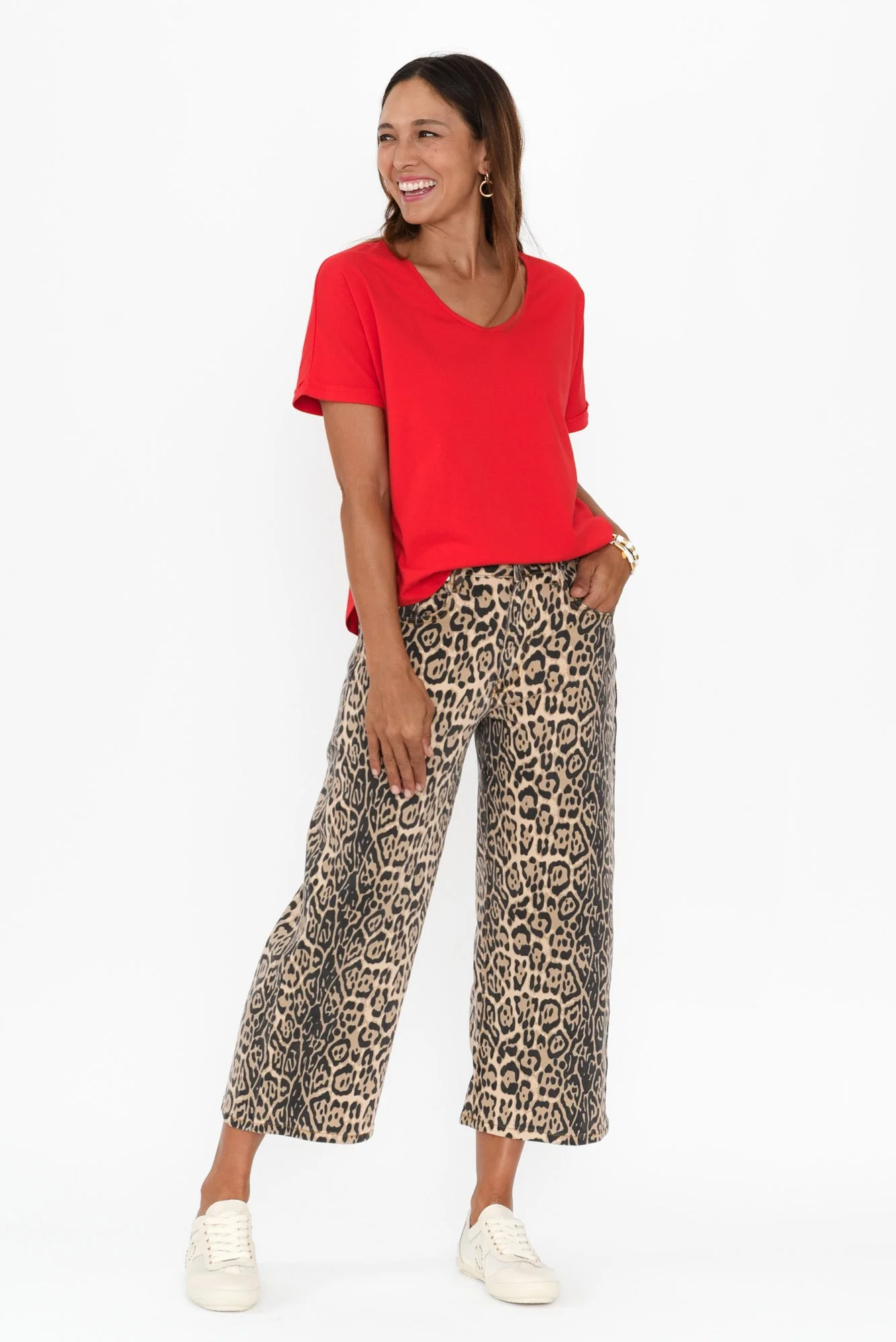 Bella Brown Leopard Crop Jeans - Image 6