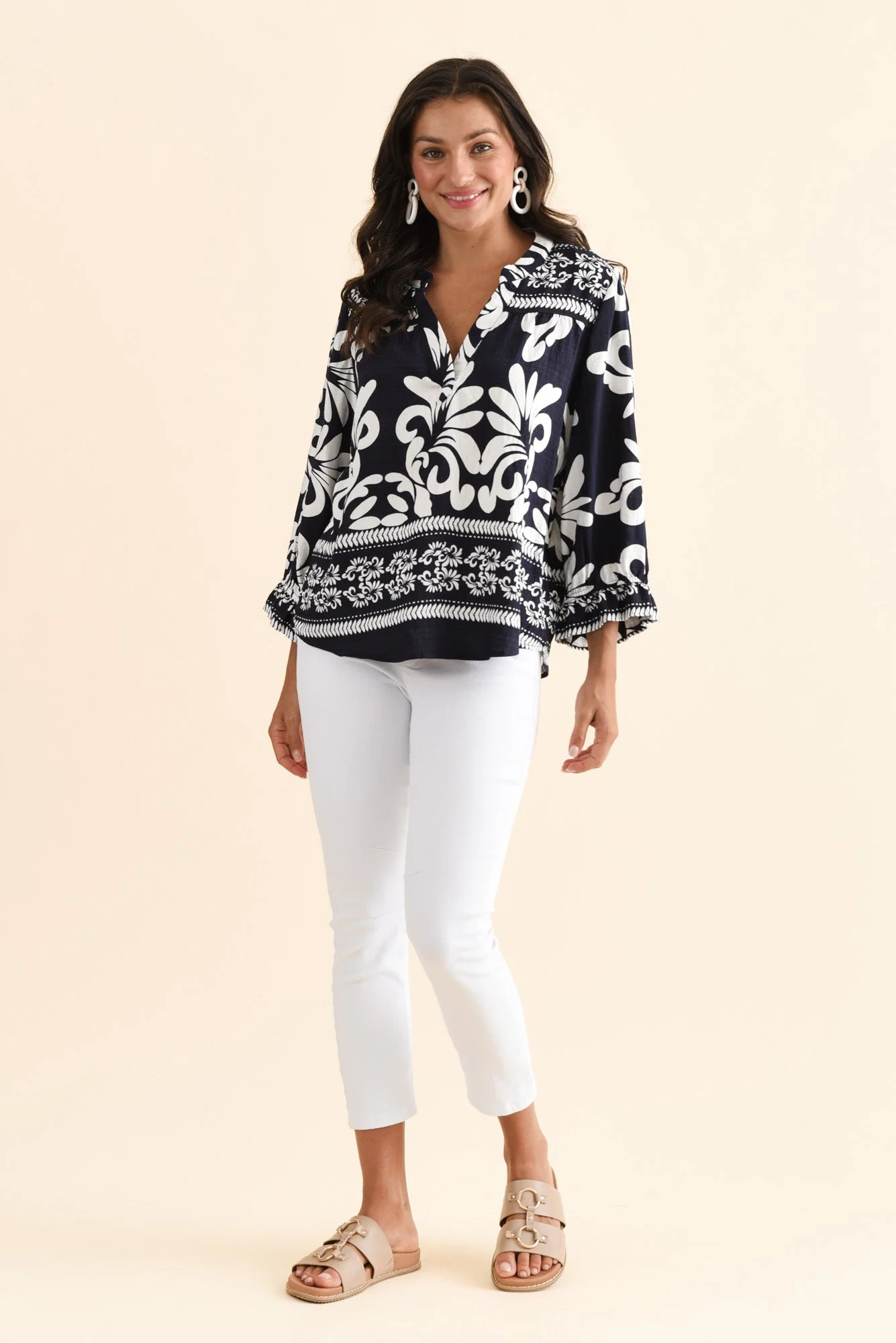 Bella White Cotton Stretch Jeans - Image 2