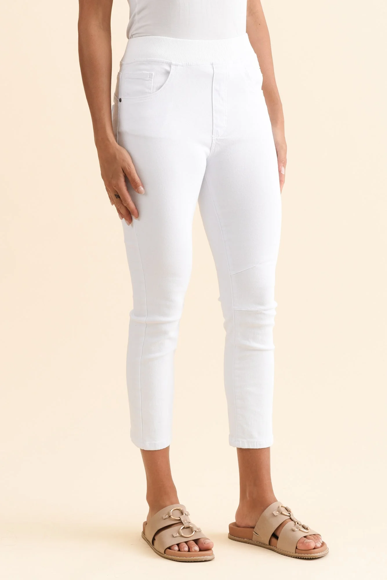 Bella White Cotton Stretch Jeans - Image 4