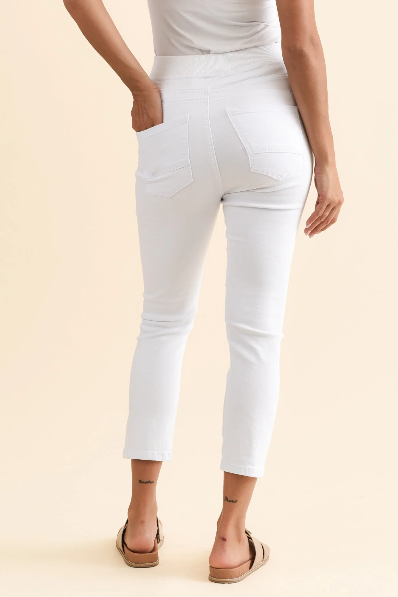 Bella White Cotton Stretch Jeans - Image 5