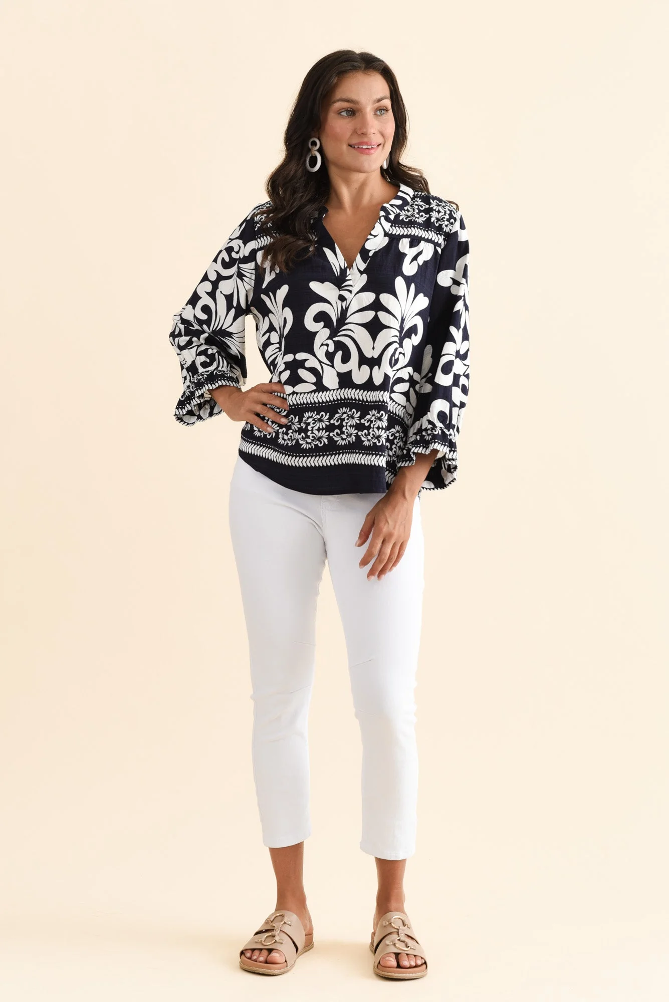 Bella White Cotton Stretch Jeans - Image 7
