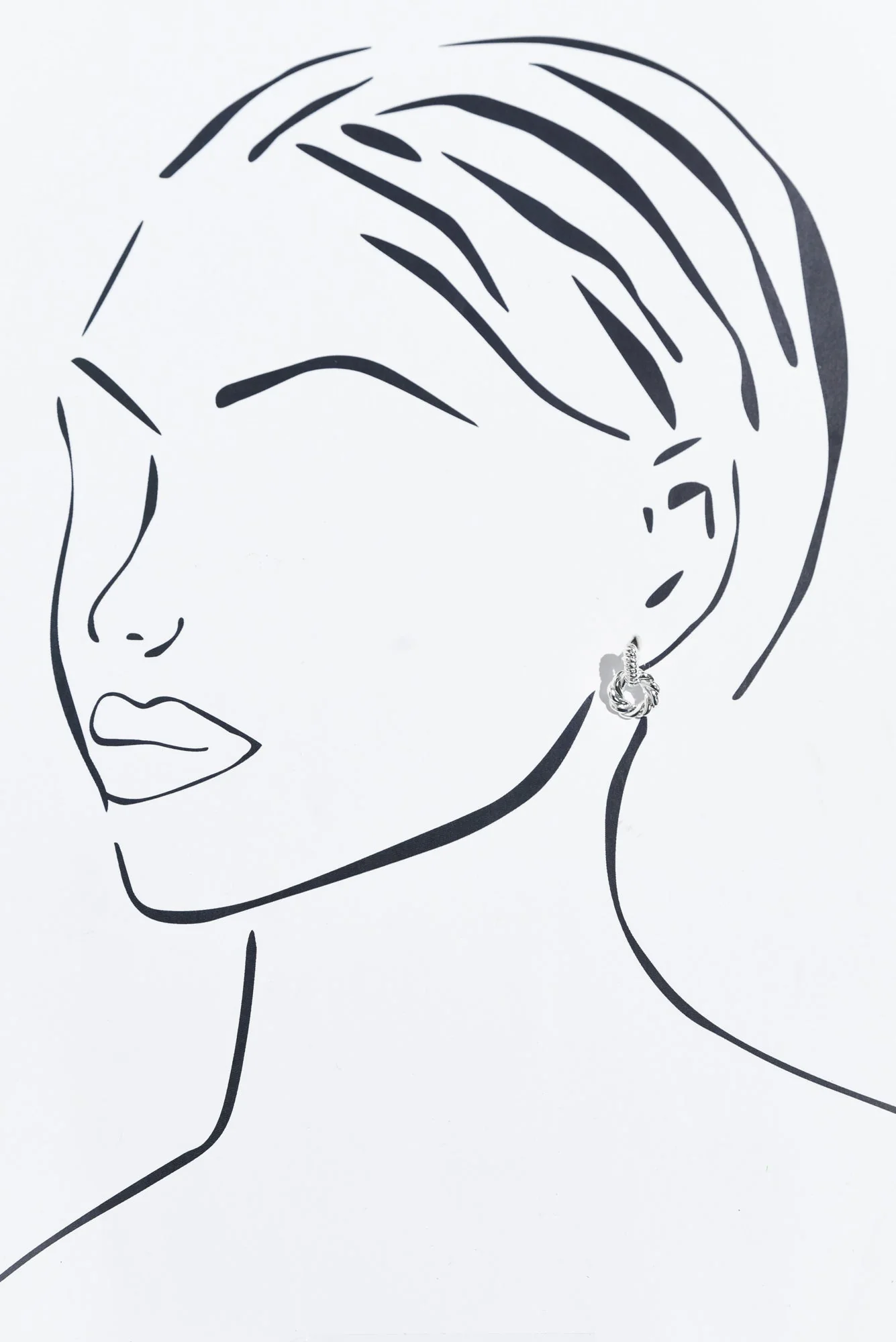 Bellae Silver Twisted Hoop Drop Earrings - Image 2