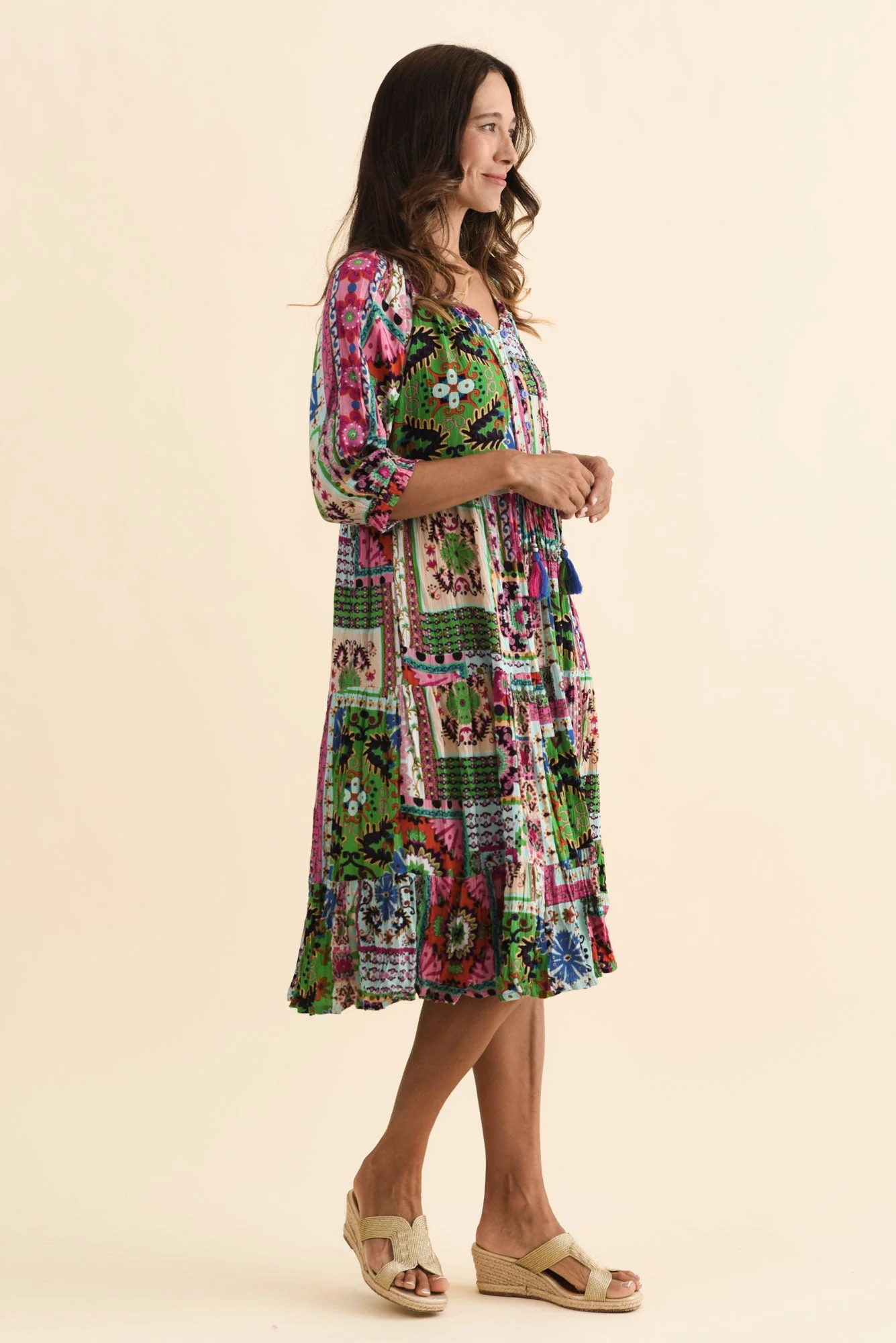 Belmira Green Abstract Pocket Dress - Image 3