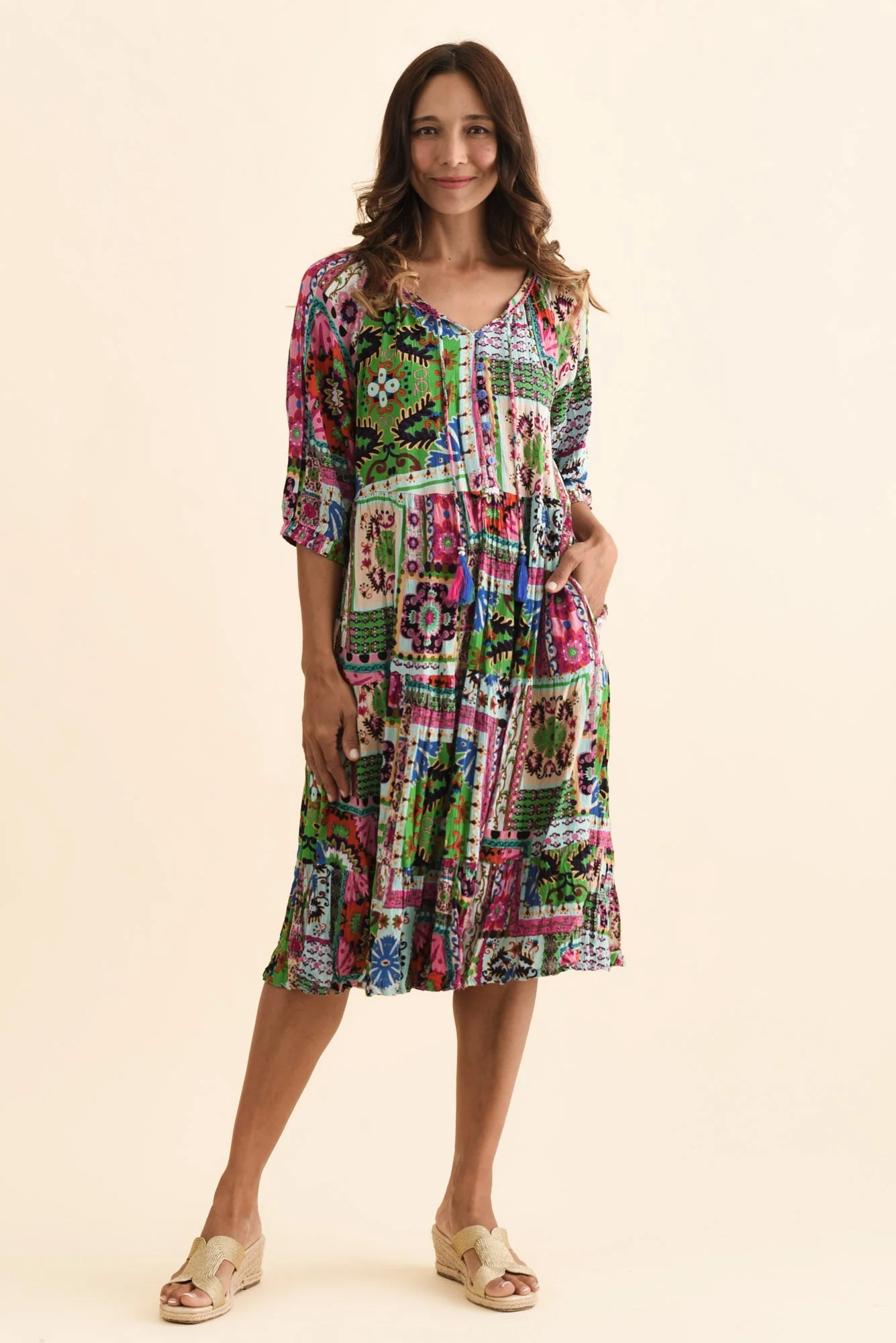 Belmira Green Abstract Pocket Dress - Image 6