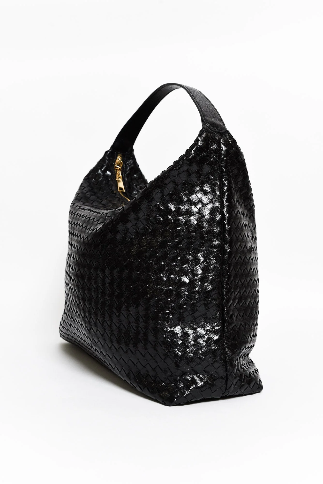 Benita Black Weave Slouch Handbag - Image 2