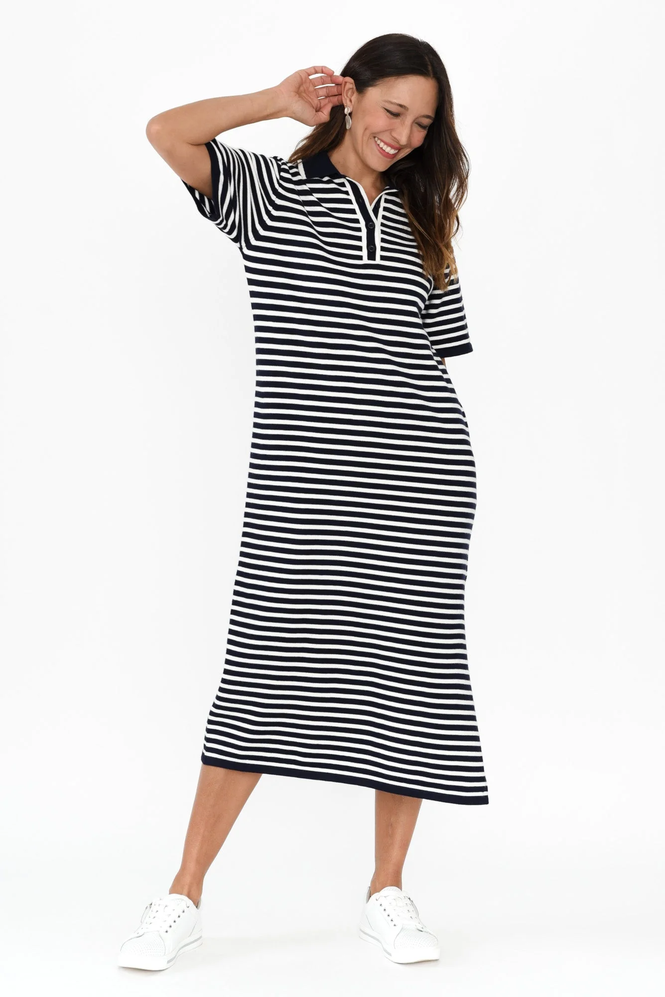 Benji Navy Stripe Cotton Tee Dress - Image 6