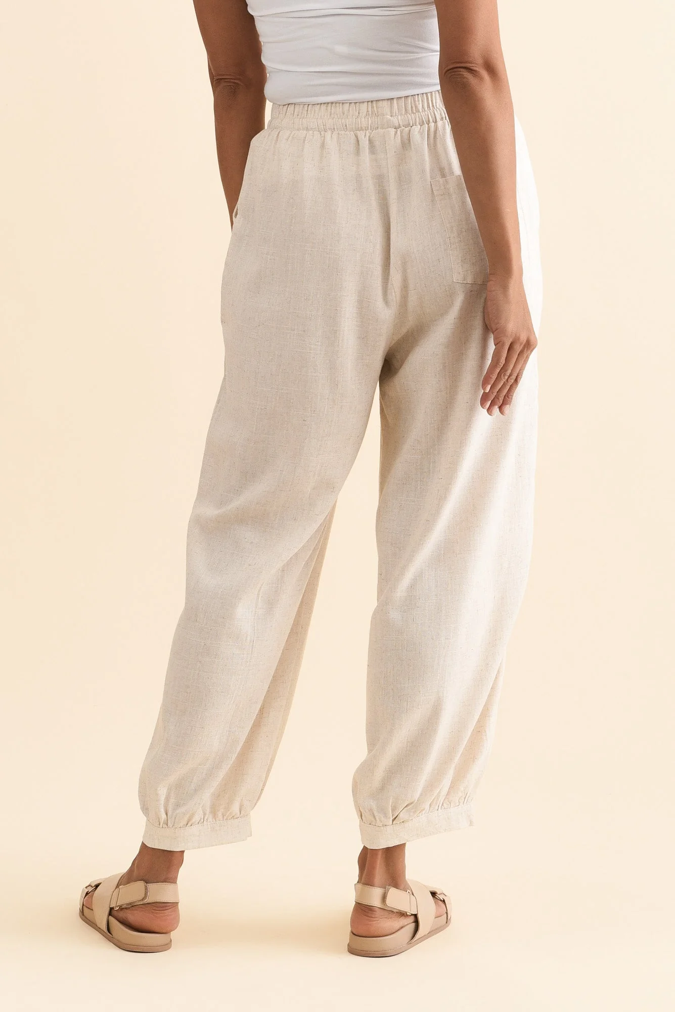 Beretta Beige Lace Linen Blend Pants - Image 4