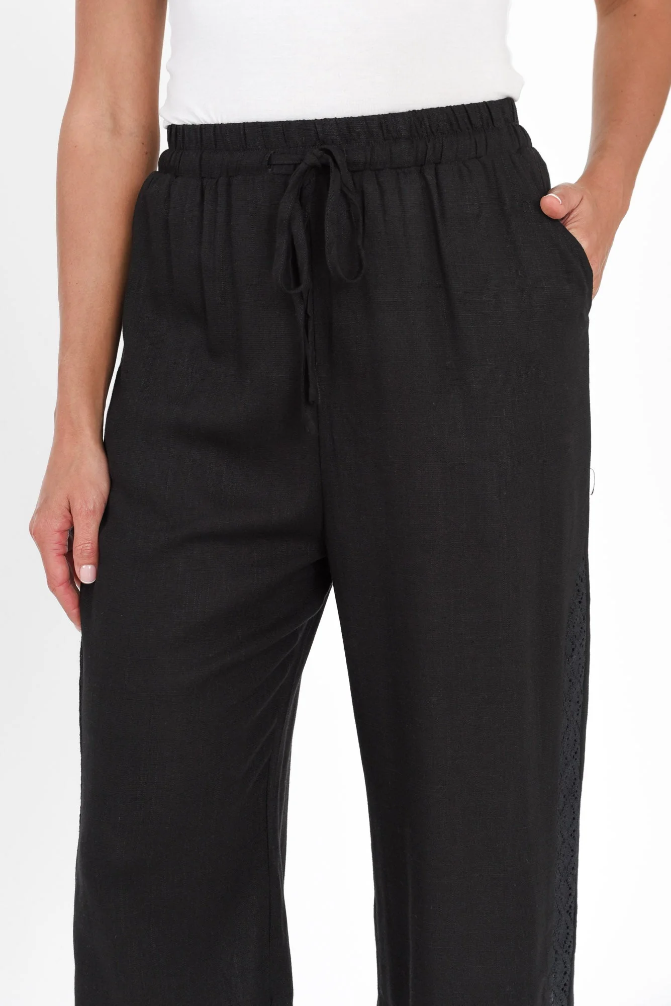 Beretta Black Lace Linen Blend Pants - Image 5