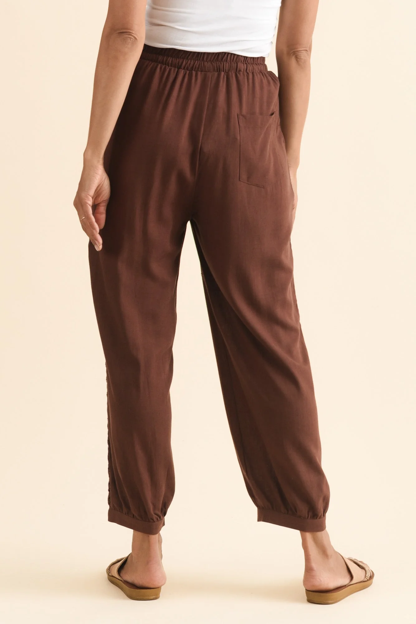 Beretta Chocolate Lace Linen Blend Pants - Image 4
