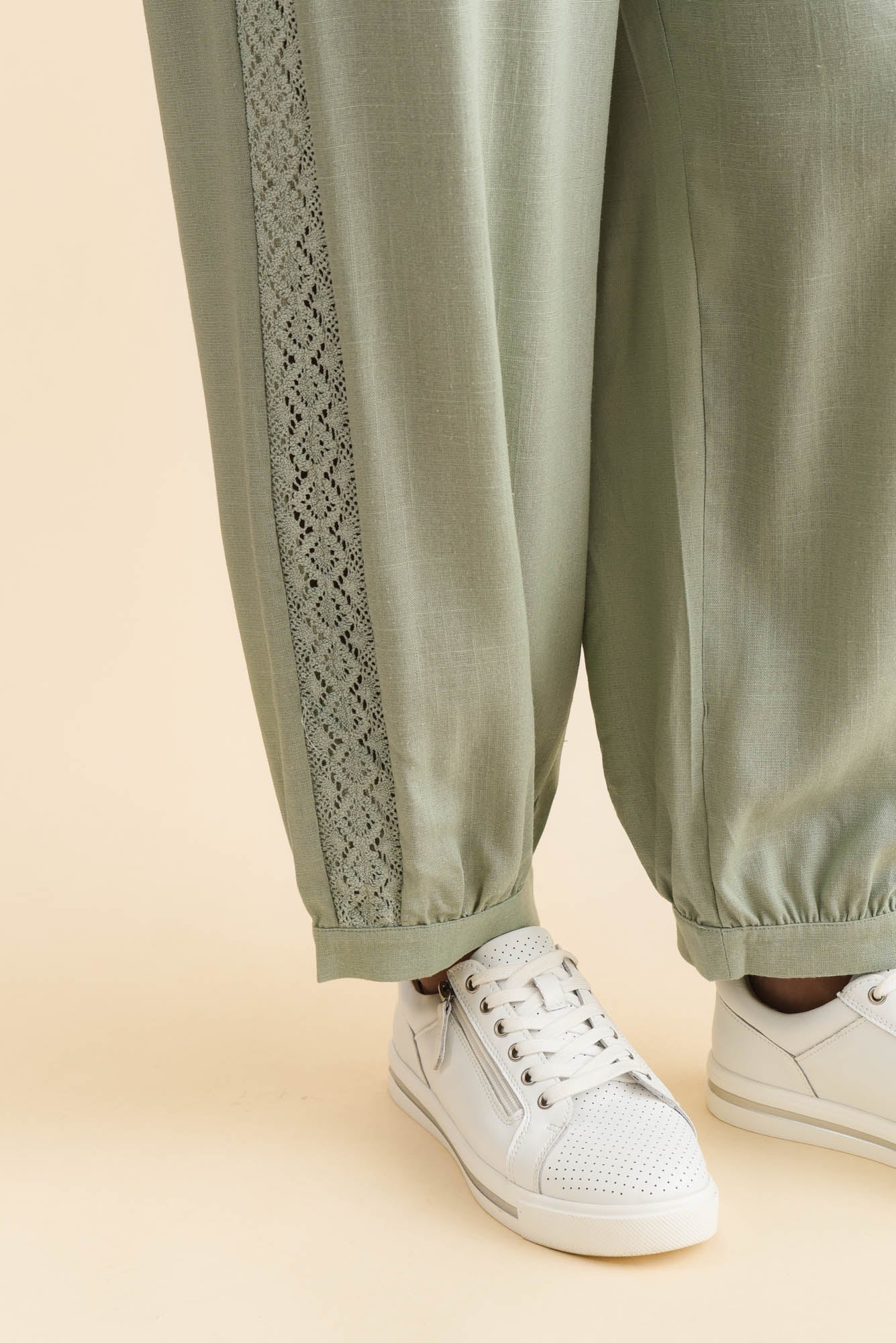Beretta Khaki Lace Linen Blend Pants - Image 6