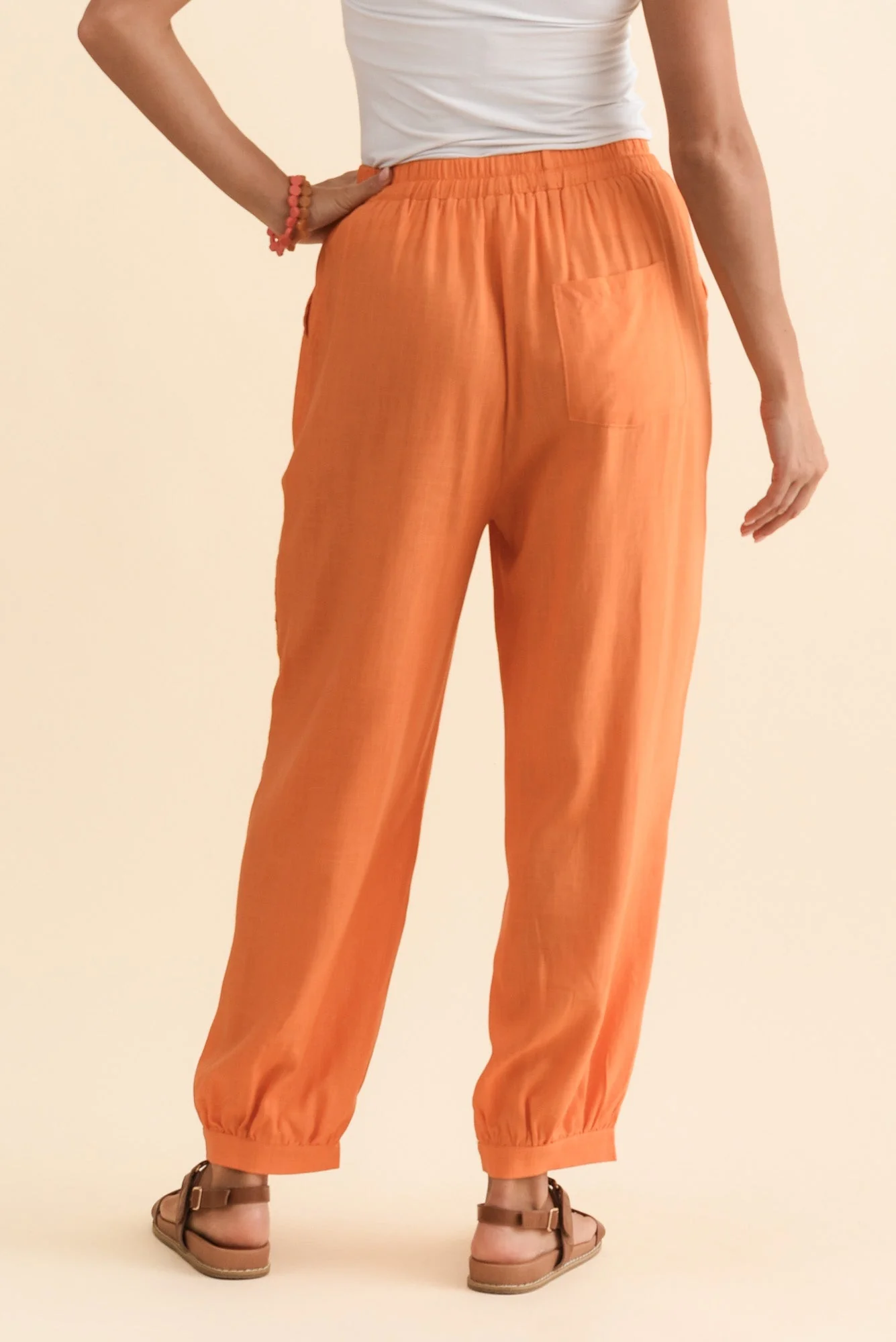 Beretta Orange Lace Linen Blend Pants - Image 4