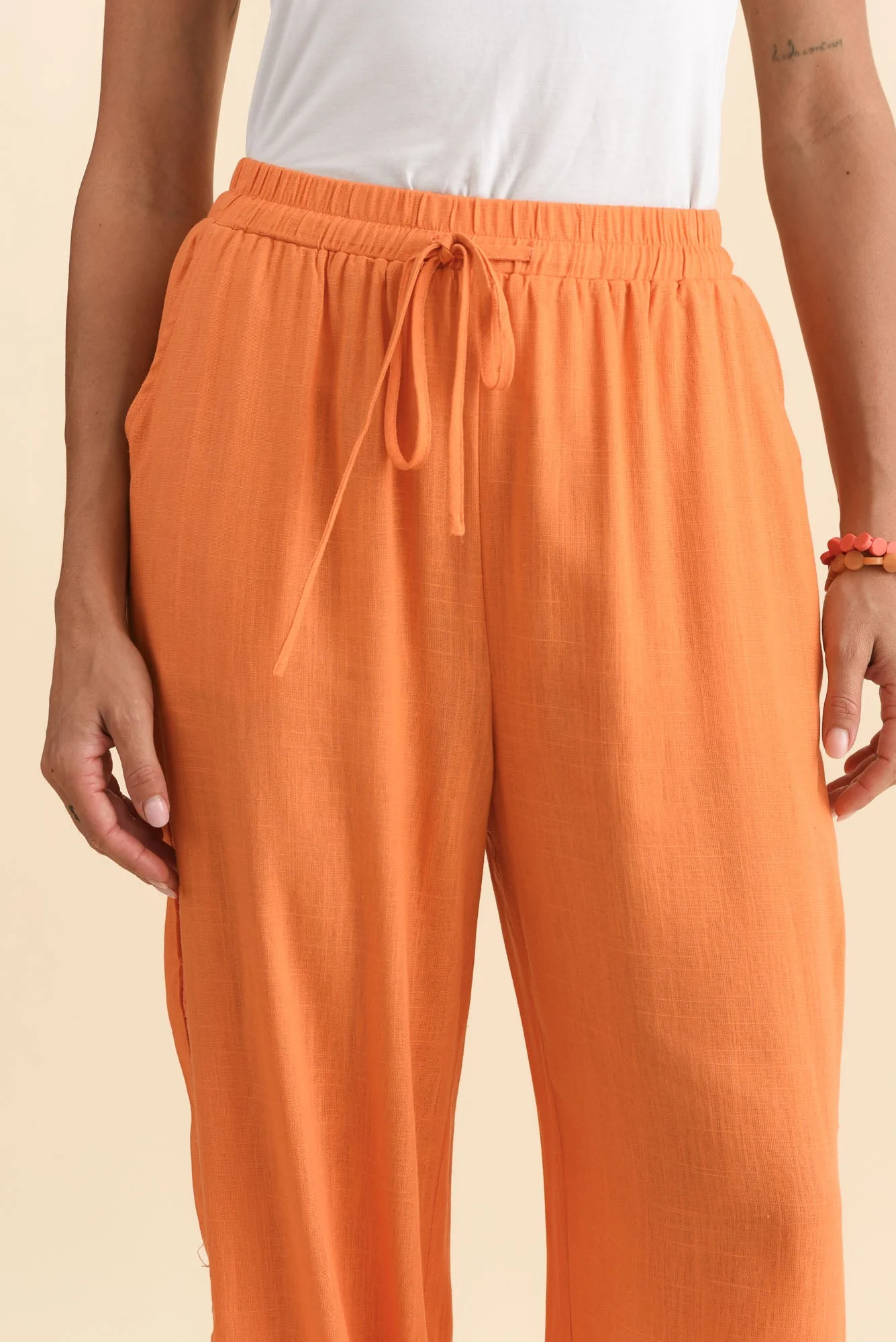 Beretta Orange Lace Linen Blend Pants - Image 5