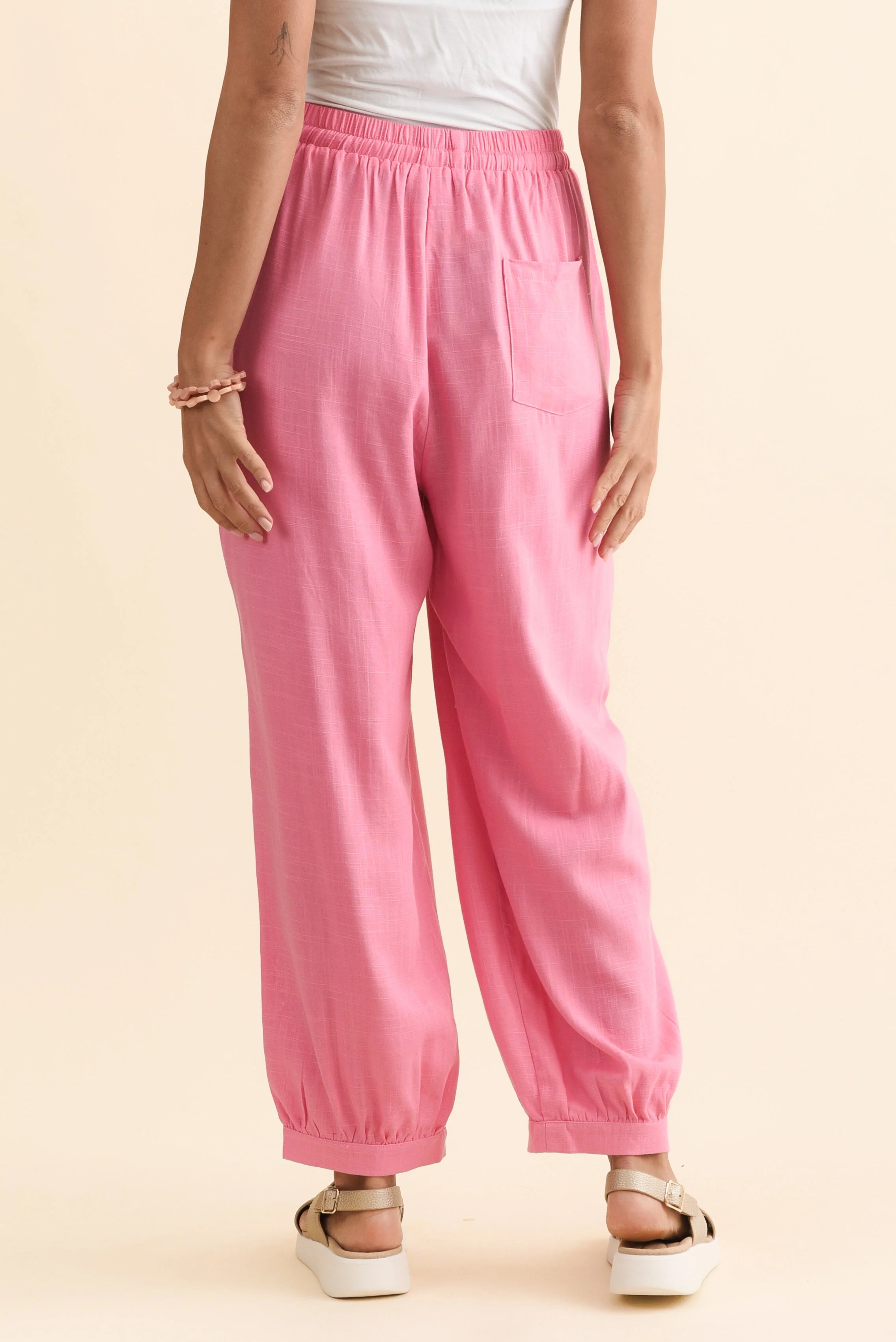 Beretta Pink Lace Linen Blend Pants - Image 4