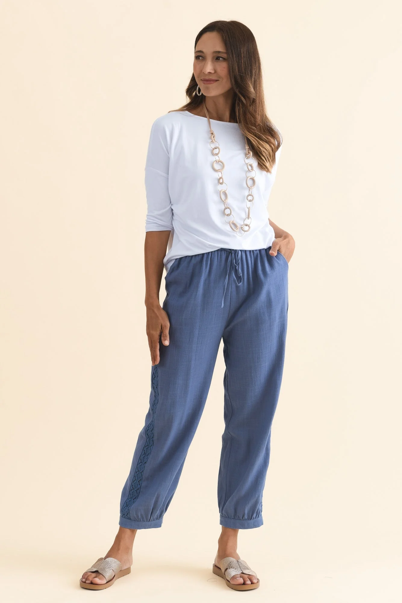 Beretta Steel Lace Linen Blend Pants - Image 2