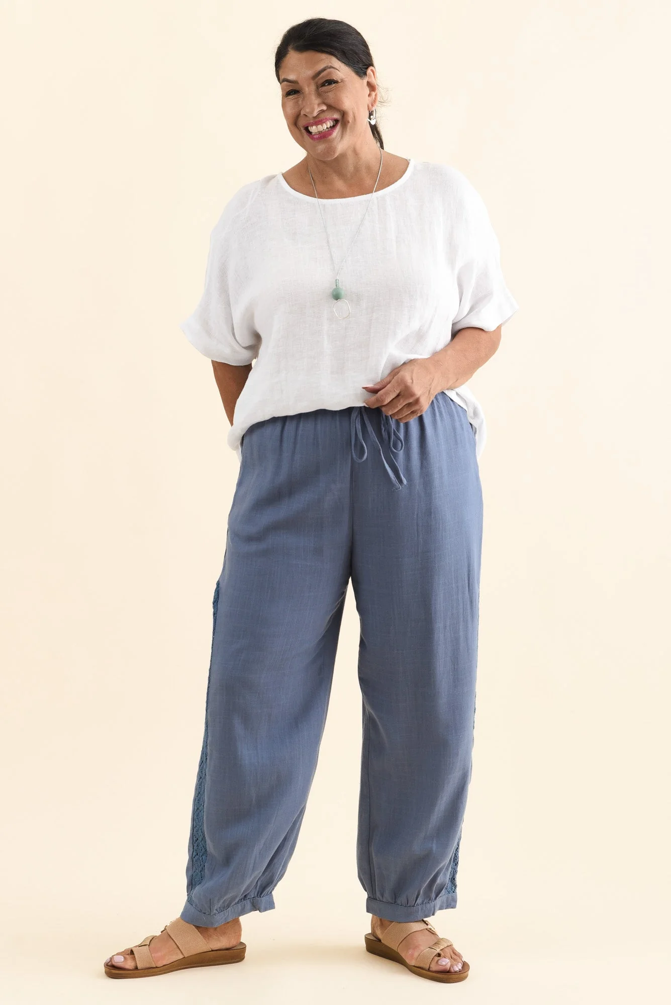 Beretta Steel Lace Linen Blend Pants - Image 9