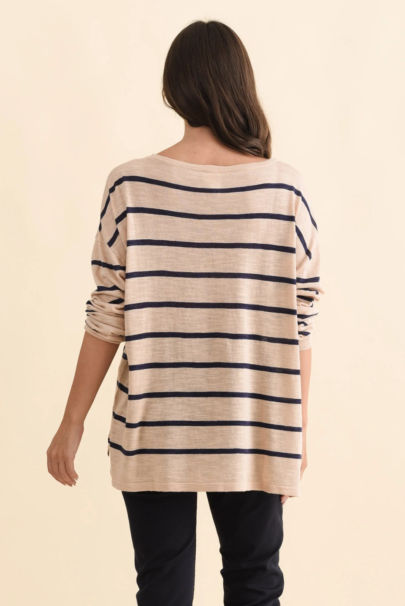 Berlin Navy Stripe Cotton Blend Knit Top - Image 4