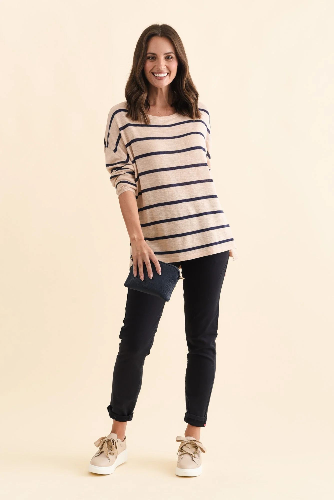 Berlin Navy Stripe Cotton Blend Knit Top - Image 6