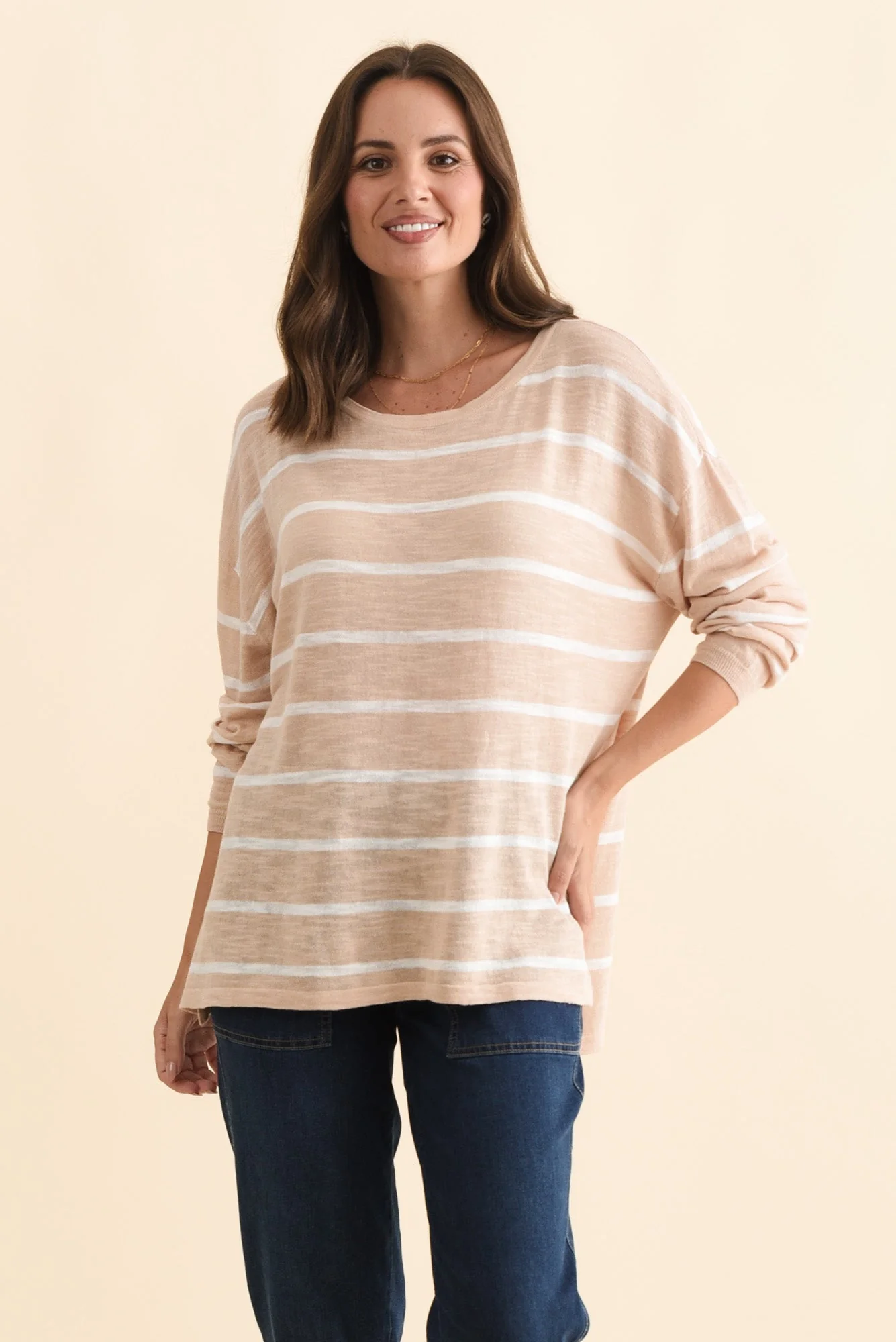 Berlin White Stripe Cotton Blend Knit Top - Image 2
