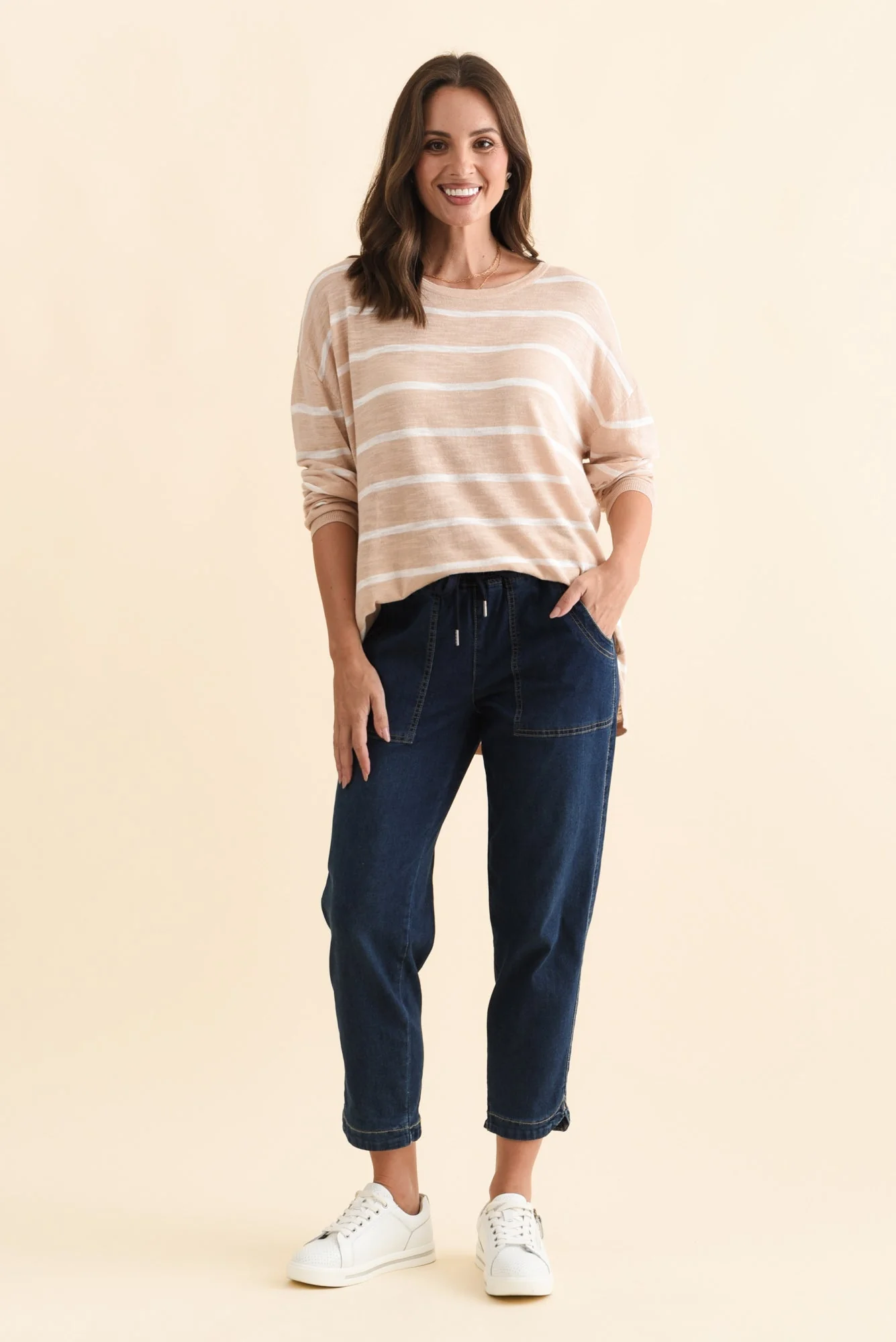 Berlin White Stripe Cotton Blend Knit Top - Image 3