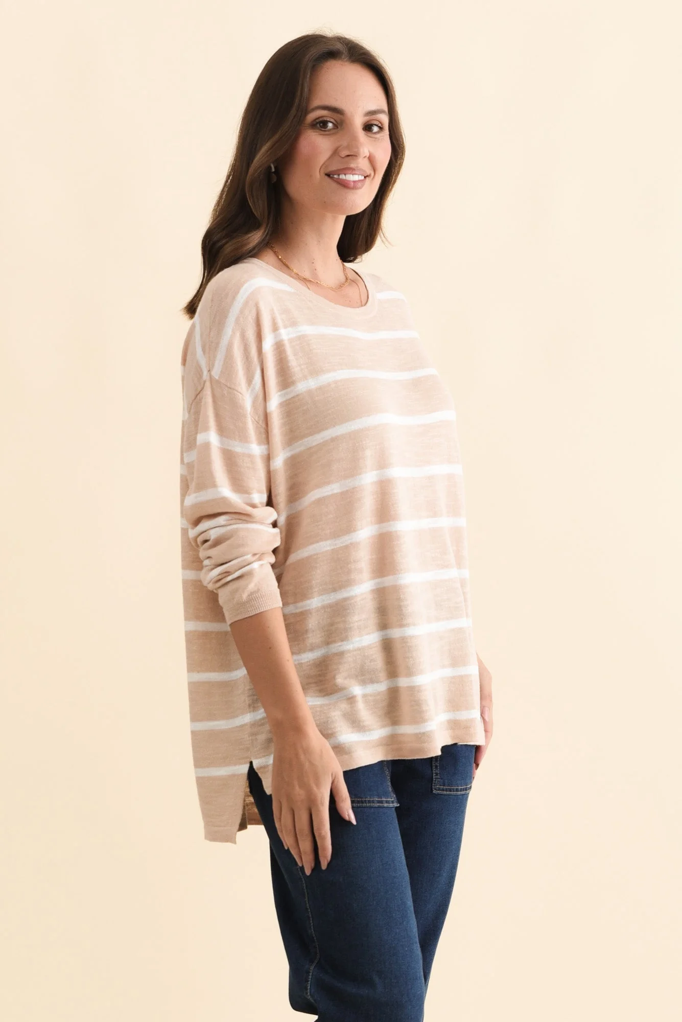 Berlin White Stripe Cotton Blend Knit Top - Image 4