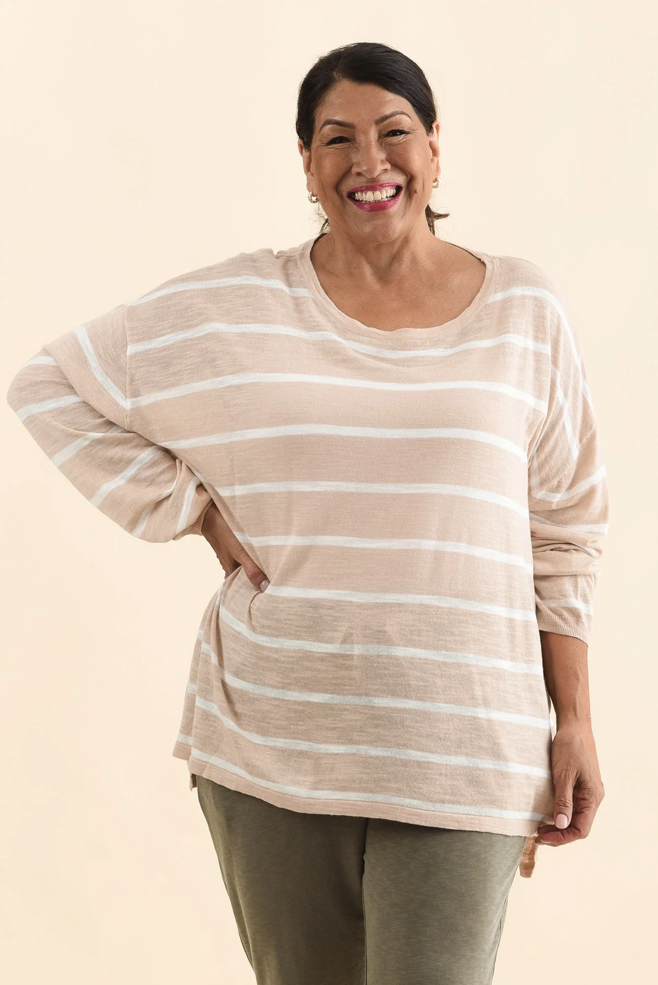 Berlin White Stripe Cotton Blend Knit Top - Image 8