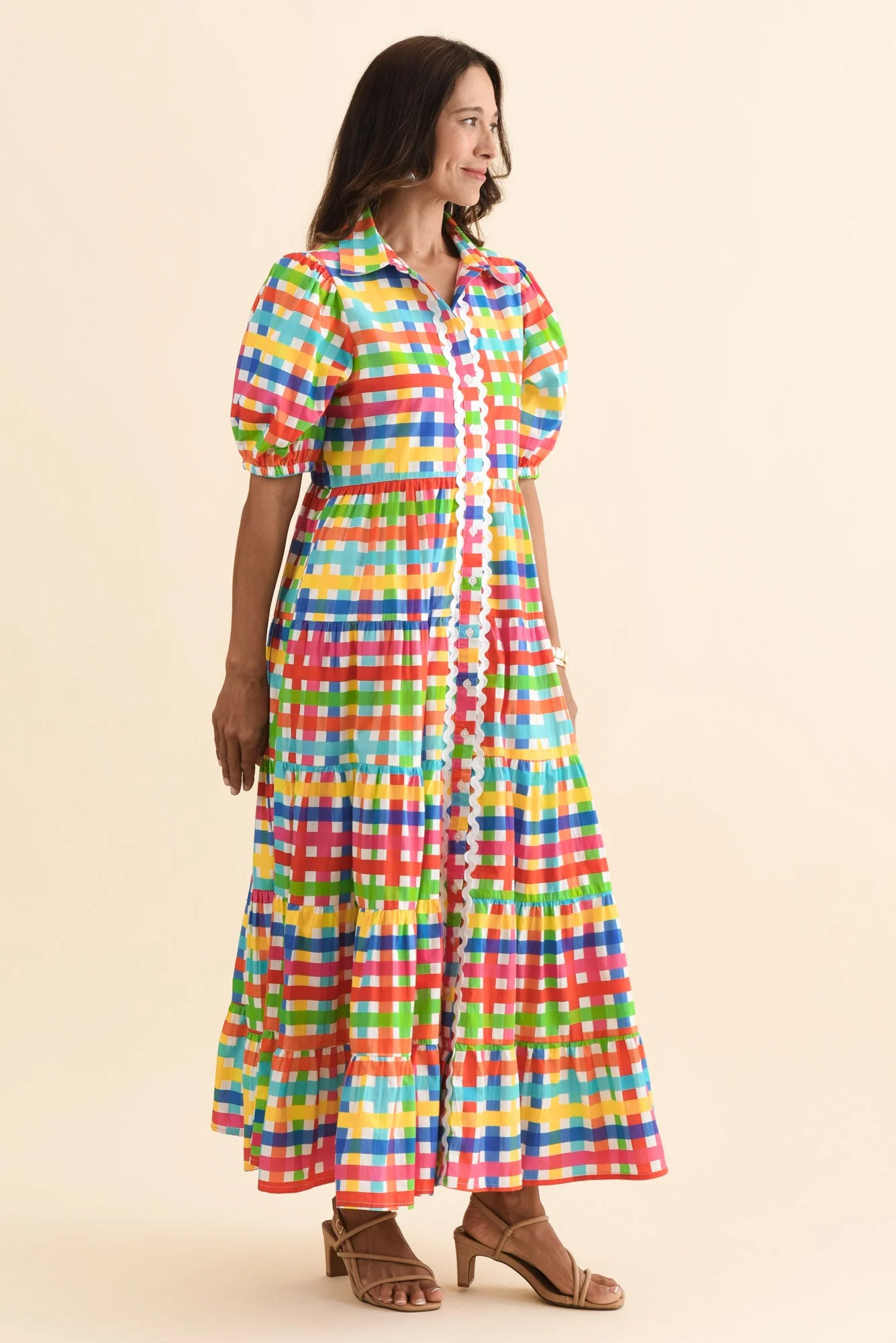 Bertie Yellow Check Cotton Dress - Image 3