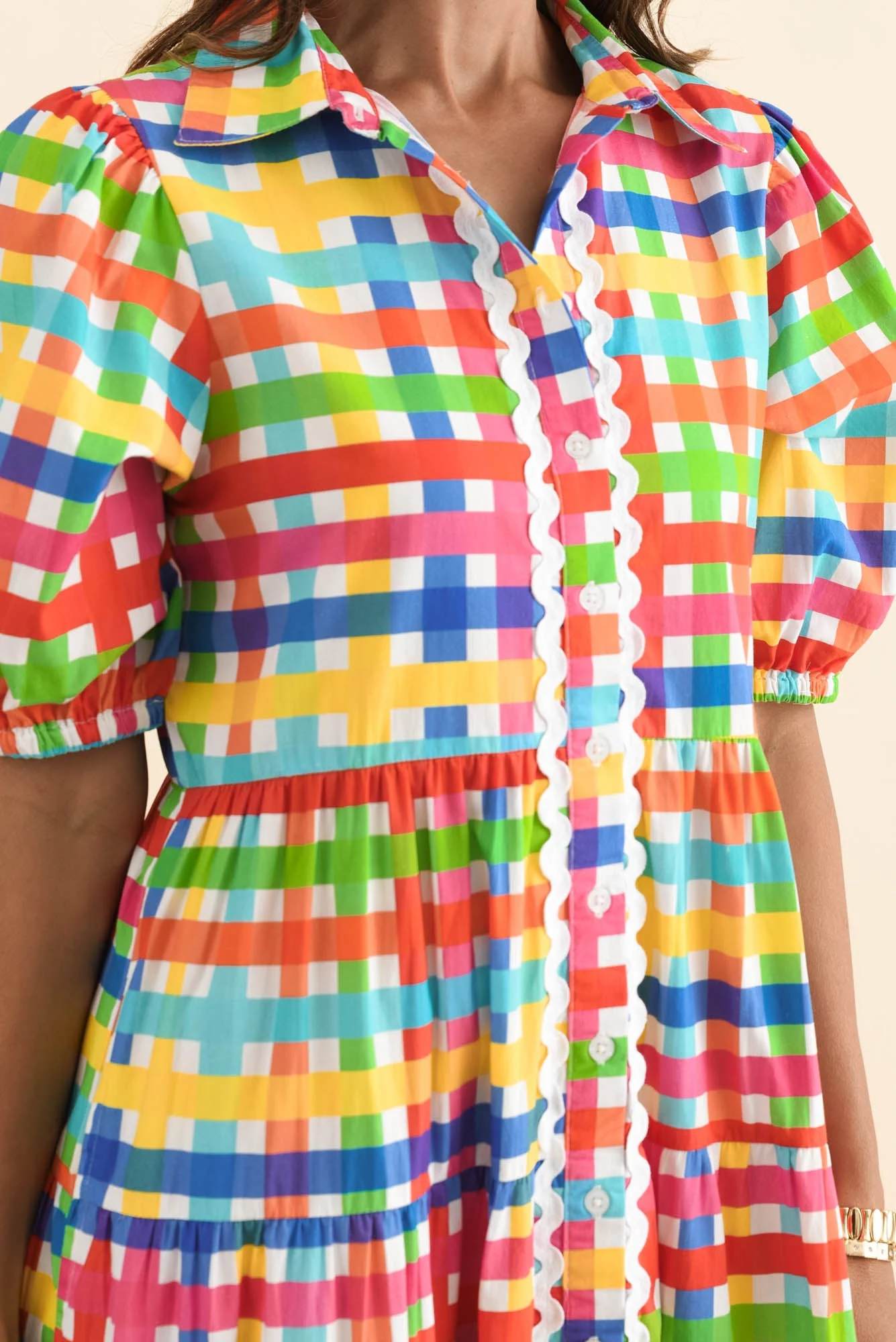 Bertie Yellow Check Cotton Dress - Image 5
