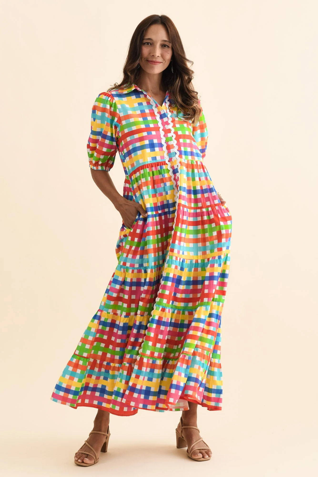 Bertie Yellow Check Cotton Dress - Image 6