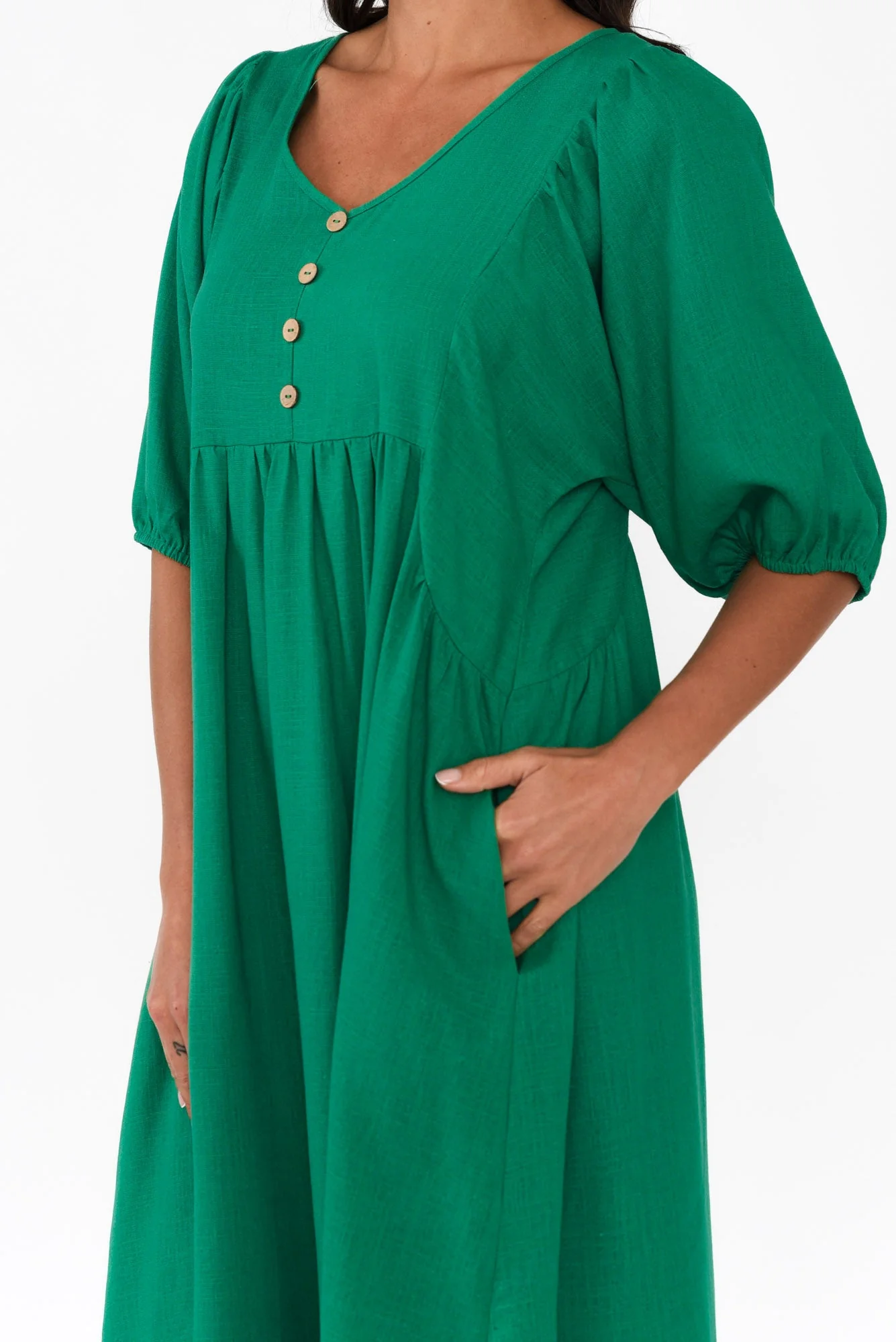 Bethany Green Pocket Midi Dress - Image 5