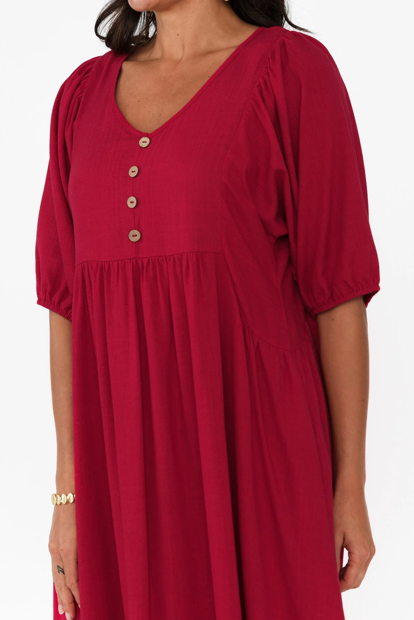 Bethany Red Pocket Midi Dress - Image 5