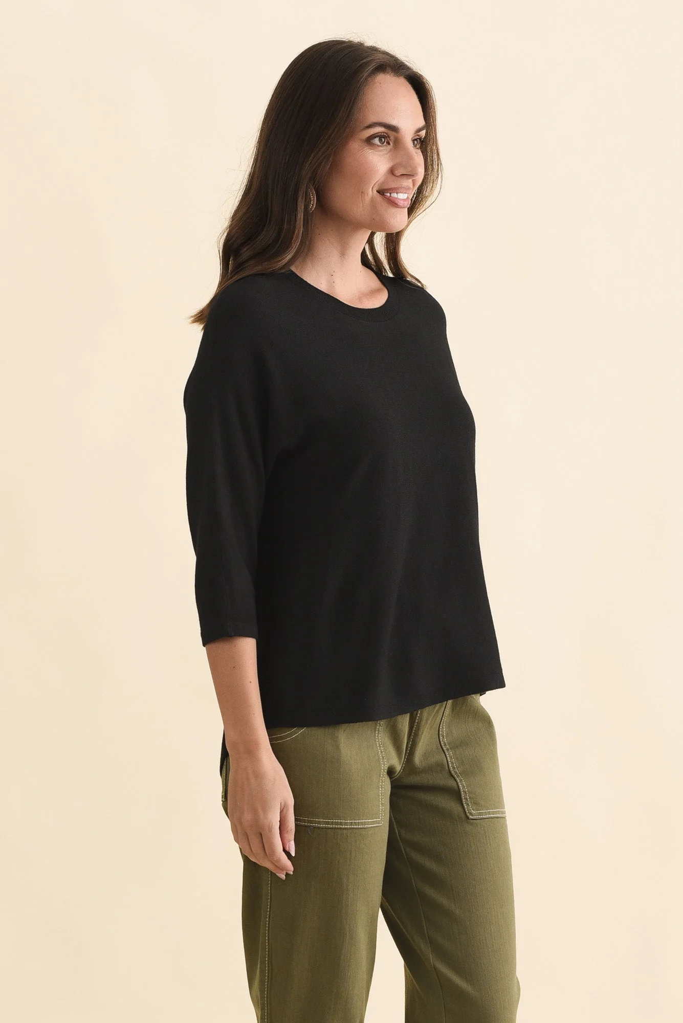 Bianca Black Scoop Neck Knit Top - Image 3