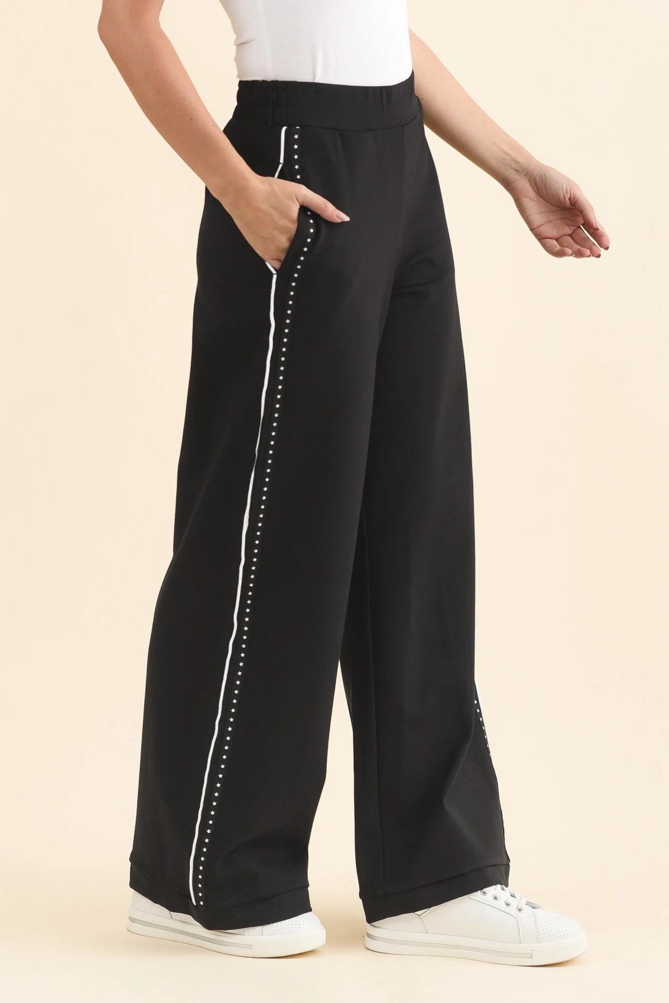 Bien Black Contrast Ponte Jogger Pants - Image 3