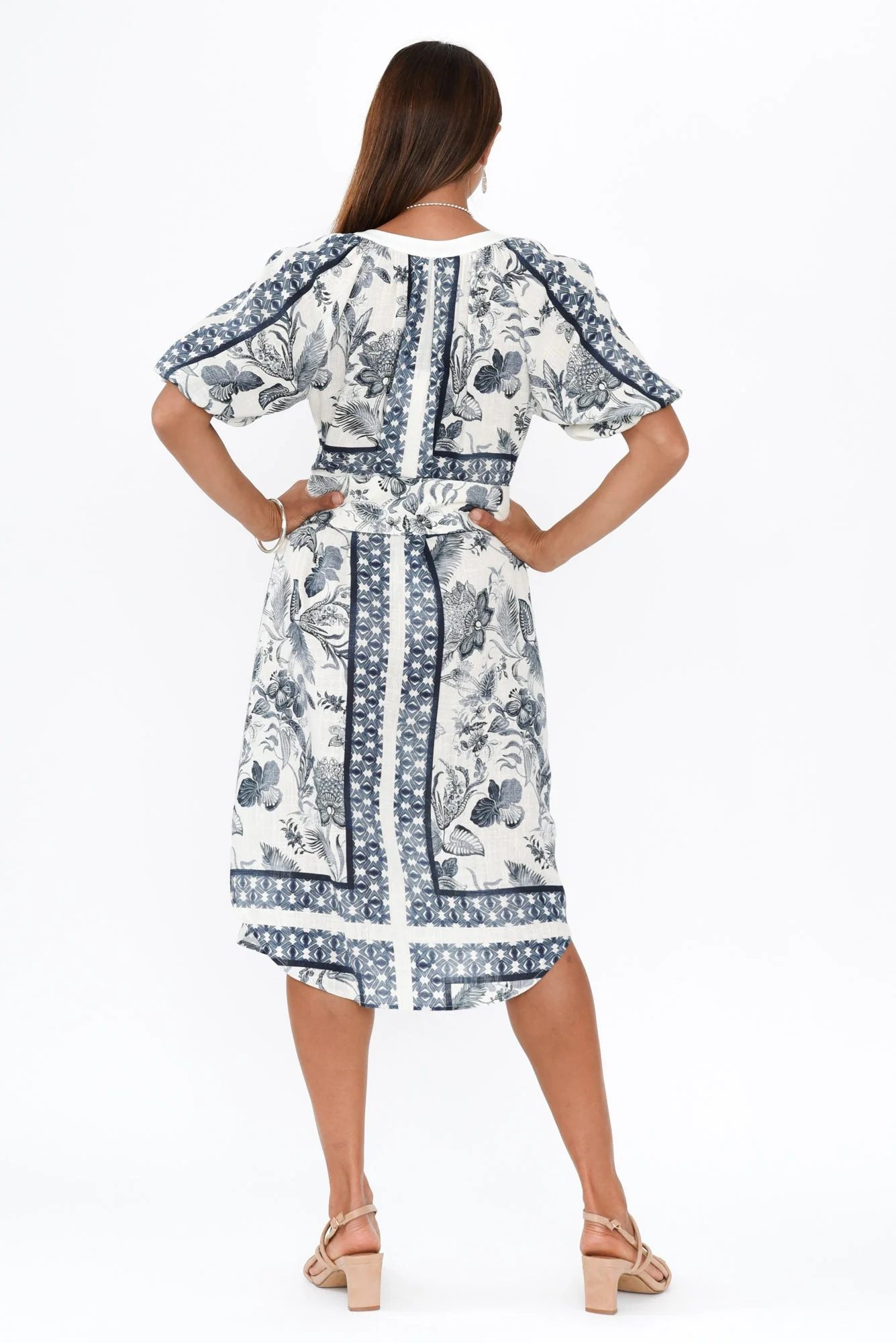 Bijou Ink Floral Linen Blend Dress - Image 5