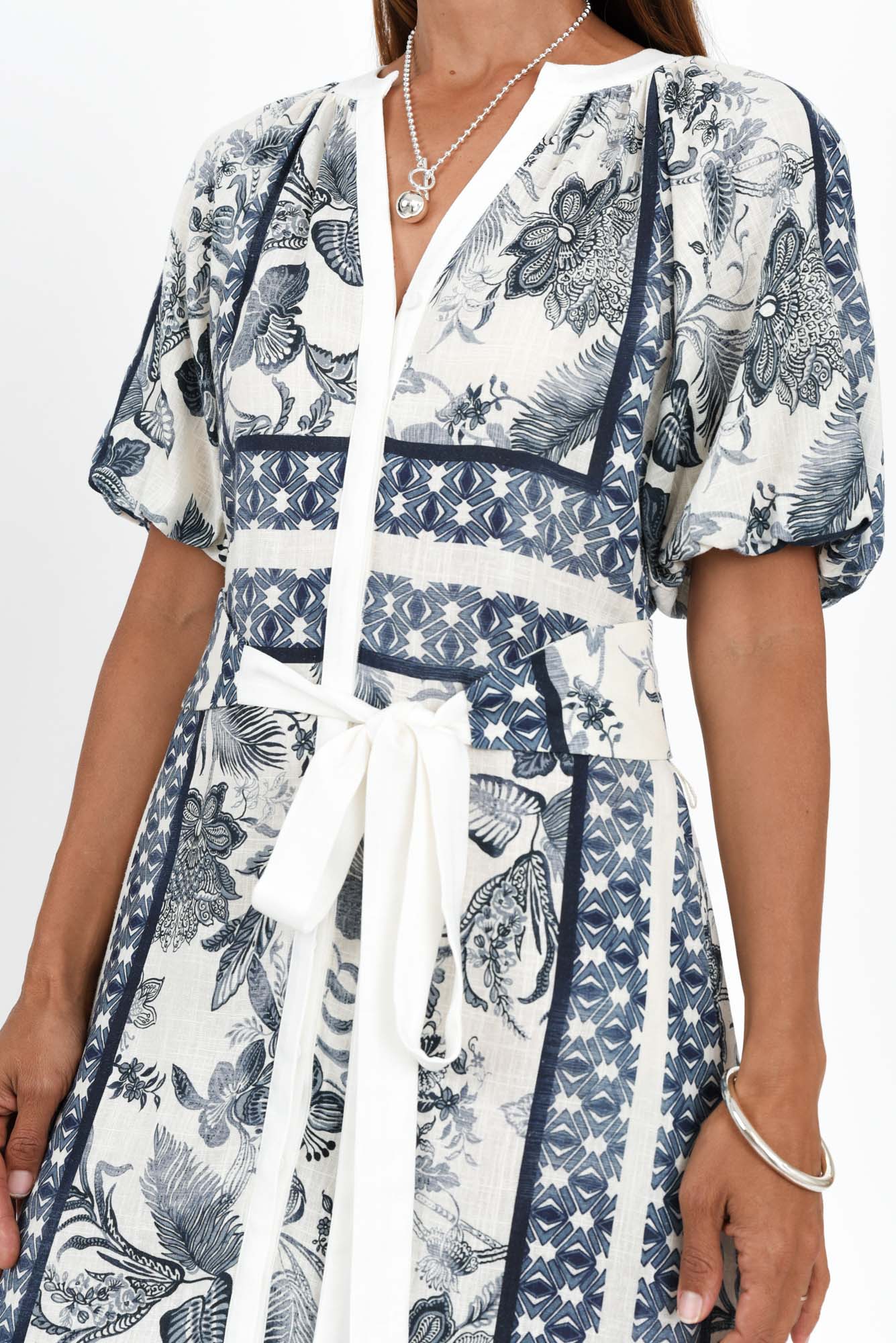 Bijou Ink Floral Linen Blend Dress - Image 6