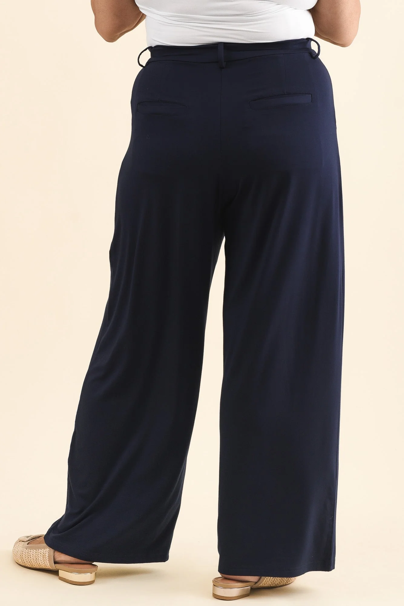 Billie Navy Bamboo Wide Leg Pants - Image 11