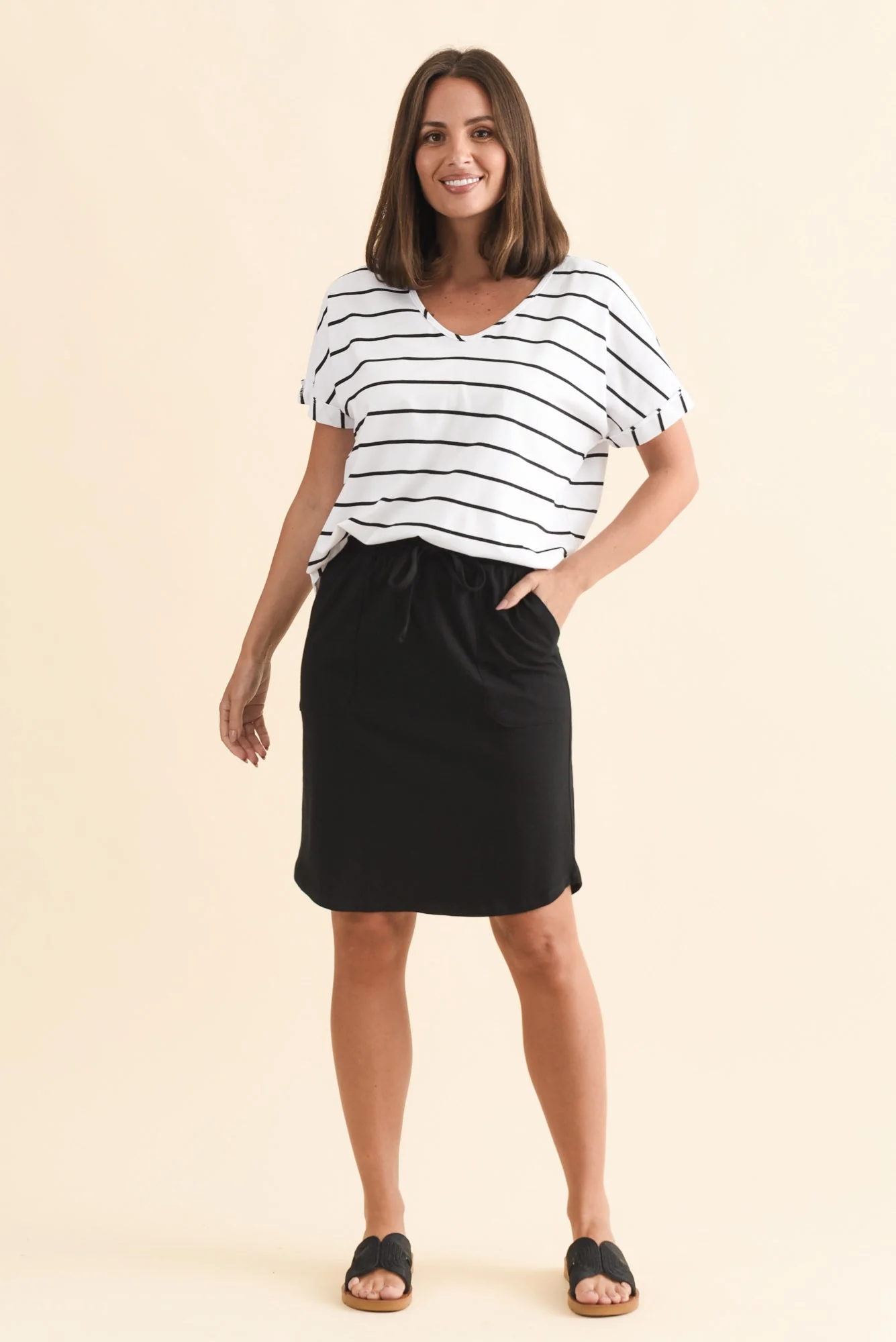 Black Cotton Drawstring Skirt - Image 7