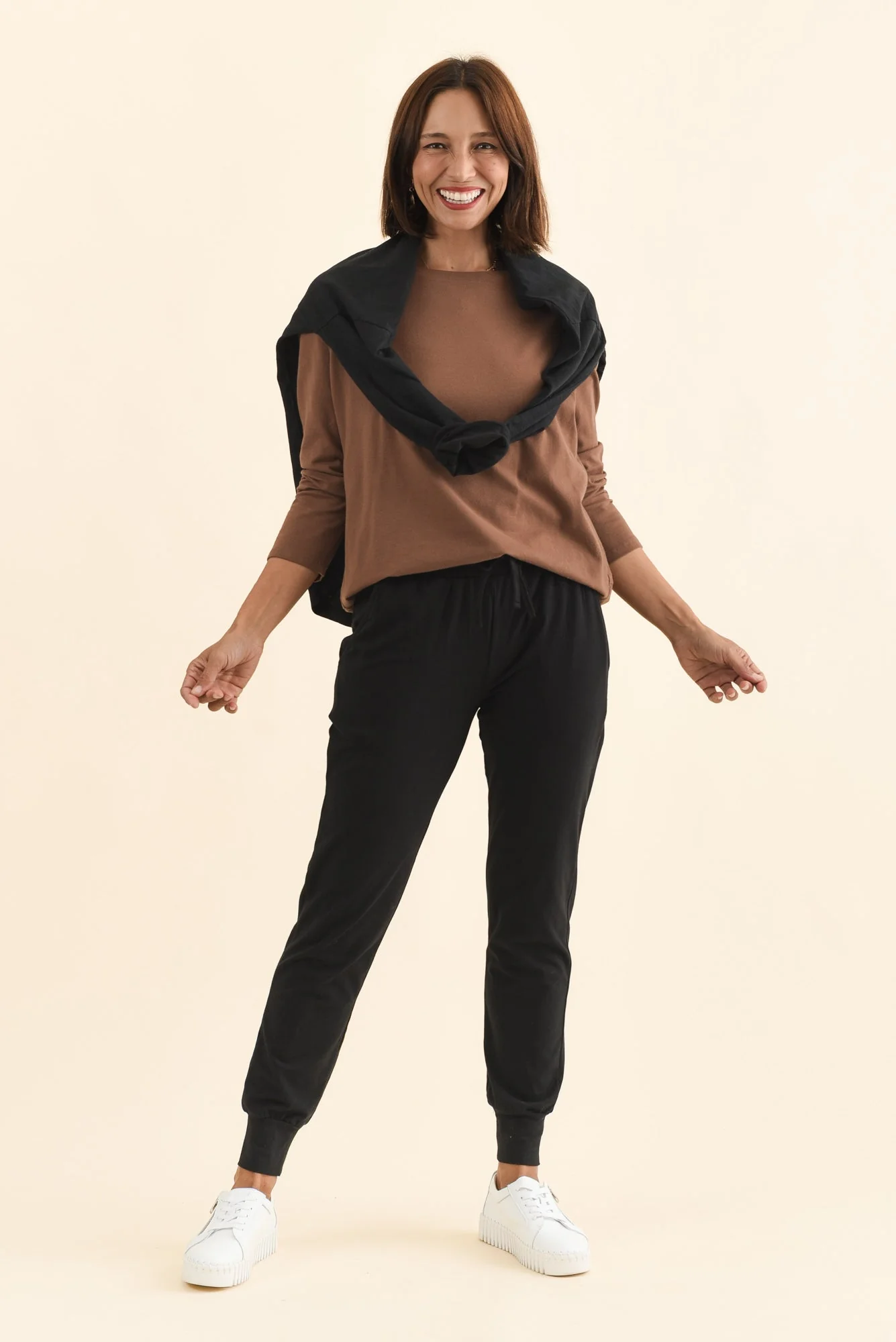 Black Cotton Everyday Tie Sweatpants - Image 3