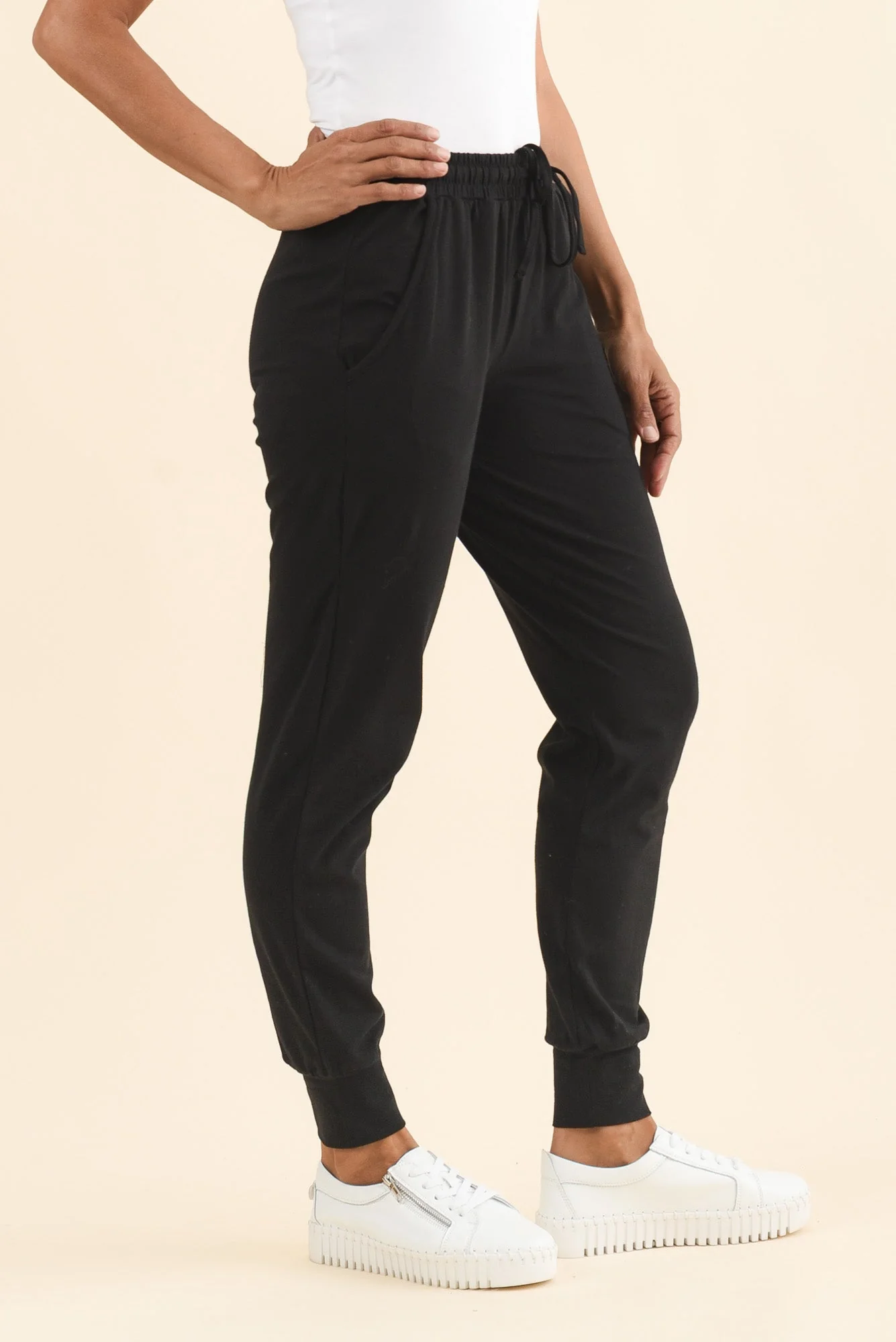 Black Cotton Everyday Tie Sweatpants - Image 4