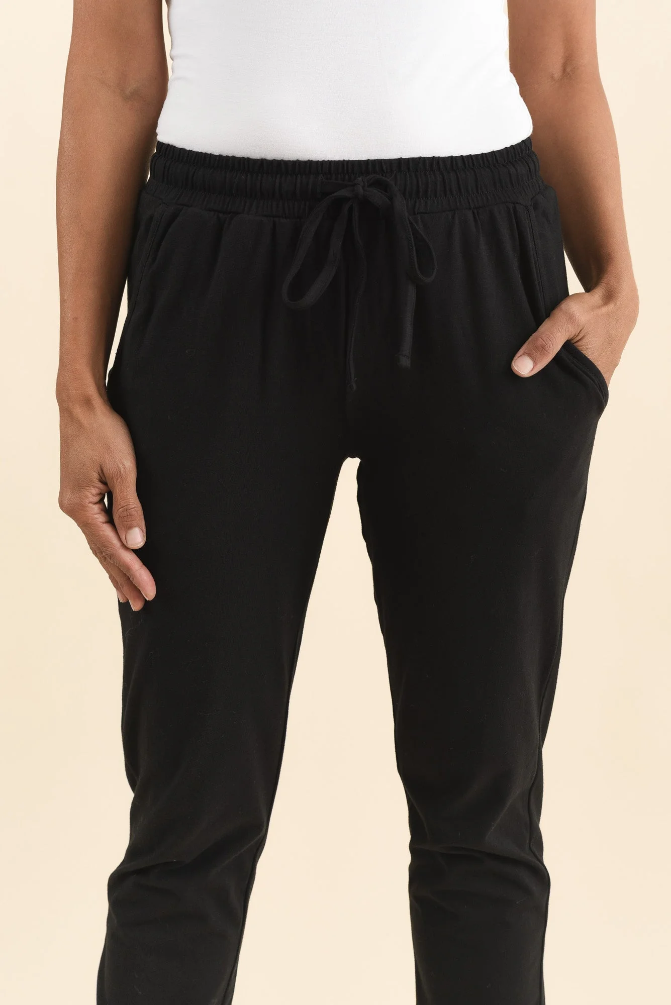 Black Cotton Everyday Tie Sweatpants - Image 6