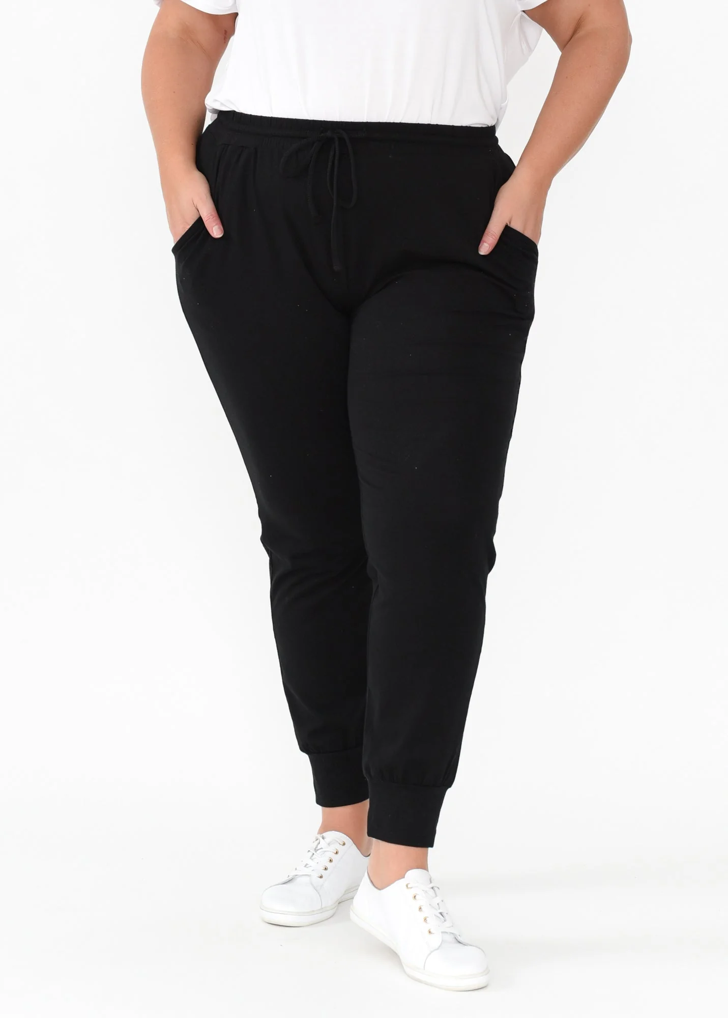 Black Cotton Everyday Tie Sweatpants - Image 8
