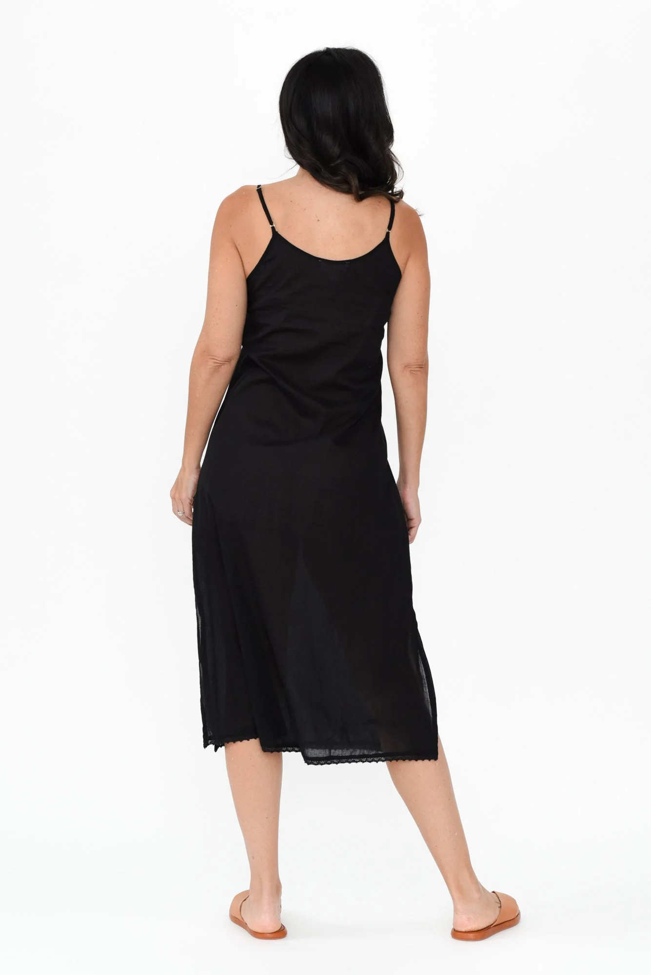 Black Cotton Maxi Slip Dress - Image 4