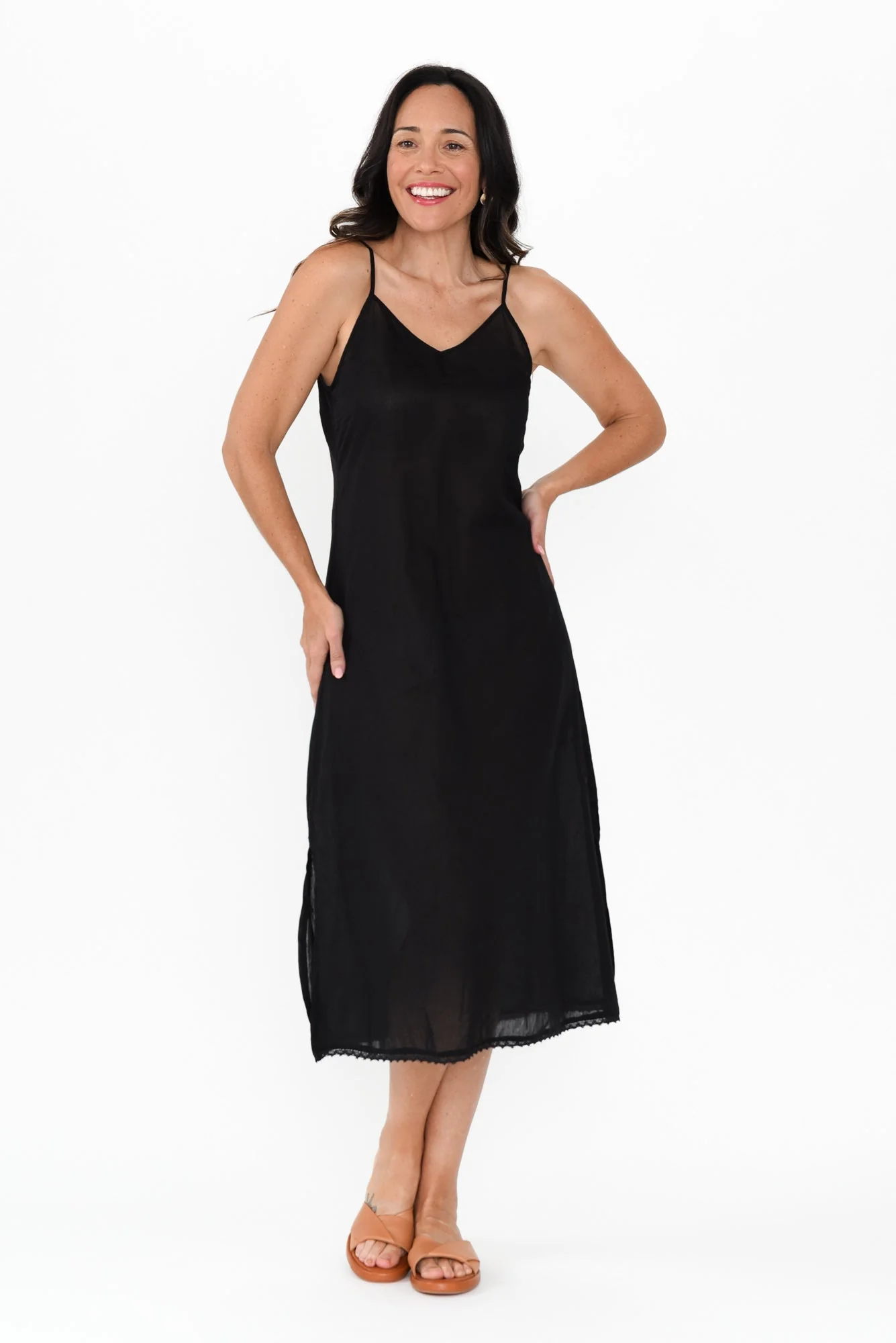 Black Cotton Maxi Slip Dress - Image 6
